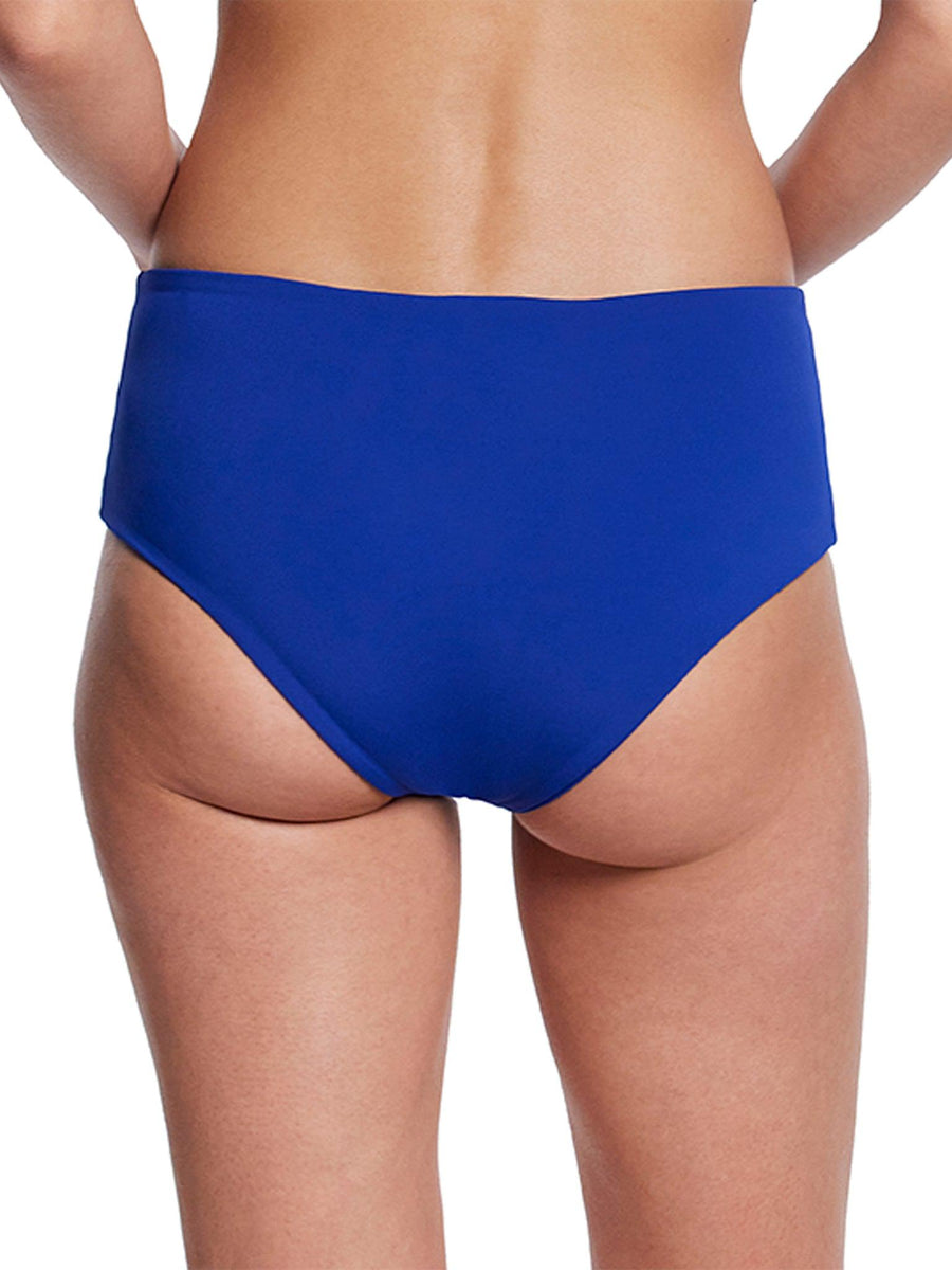 Poolside Blue Boyshort Swimsuit Bottom Back View - Full Coverage Swim Bottom | Hanky Panky