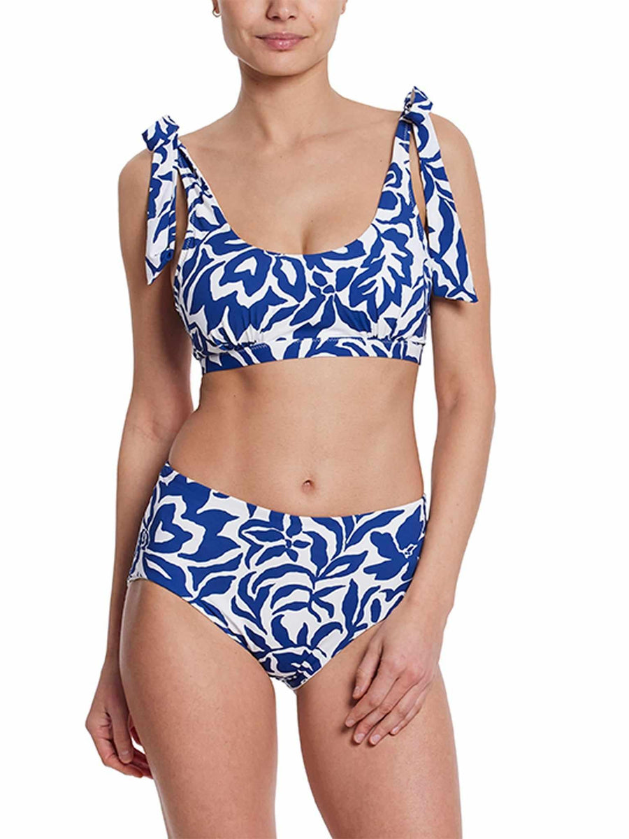 Poolside Print Boyshort Swim Bottom with Matching Bikini Top - Front View | Hanky Panky