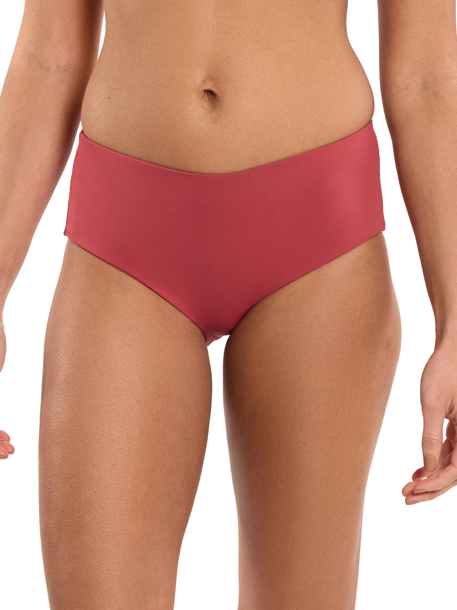 Sunbaked Red Boyshort Swimsuit Bottom - Front View On Model | Hanky Panky