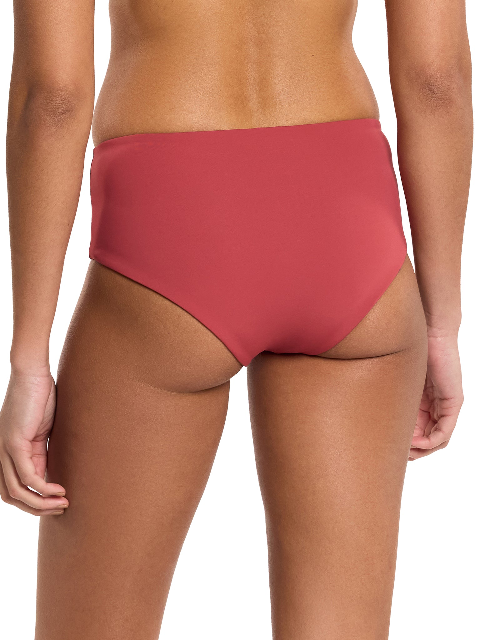 Sunbaked Red Recycled Fabric Boyshort Swim Bottom - Back View On Model | Hanky Panky