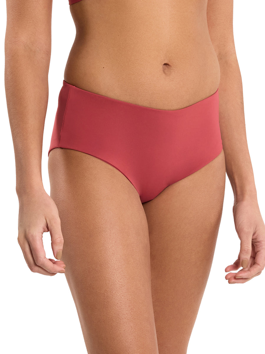 Sunbaked Red Boyshort Bikini Bottom - Side Angle On Model, Red Boyshort Bikini | Hanky Panky