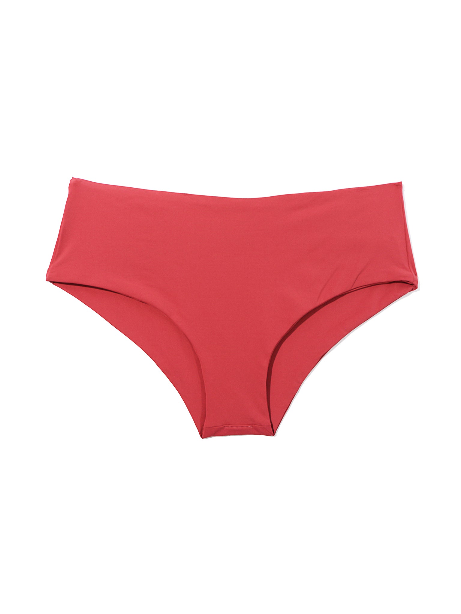 Sunbaked Red Recycled Fabric Boyshort Swim Bottom - Flat Lay, Two Piece Swimsuit | Hanky Panky