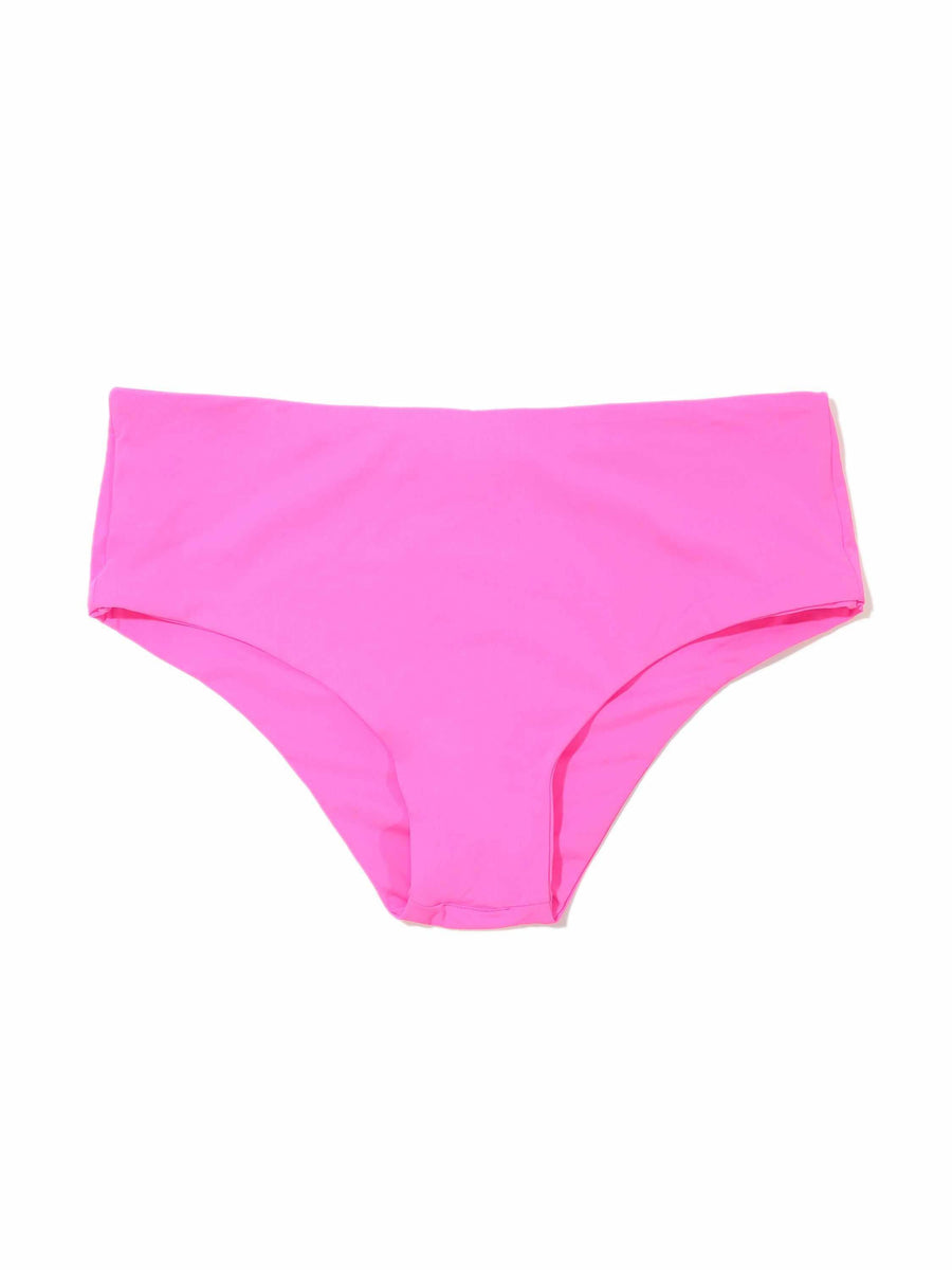 Unapologetic Pink Boyshort Bikini Bottom Flat Lay Front - Full Coverage Women's Swim | Hanky Panky