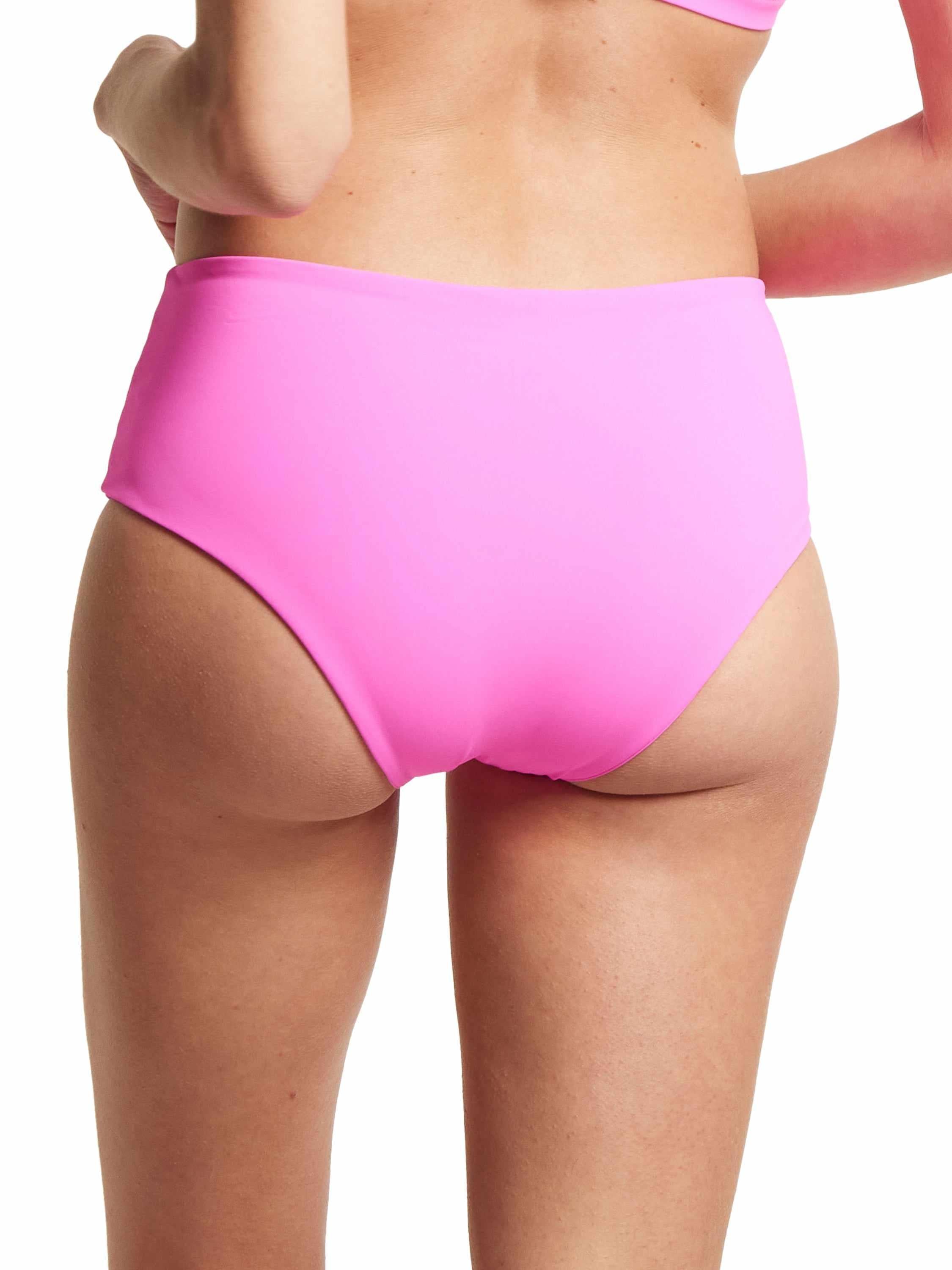 Unapologetic Pink Full Coverage Boyshort Swim Bottom Back View On Model | Hanky Panky