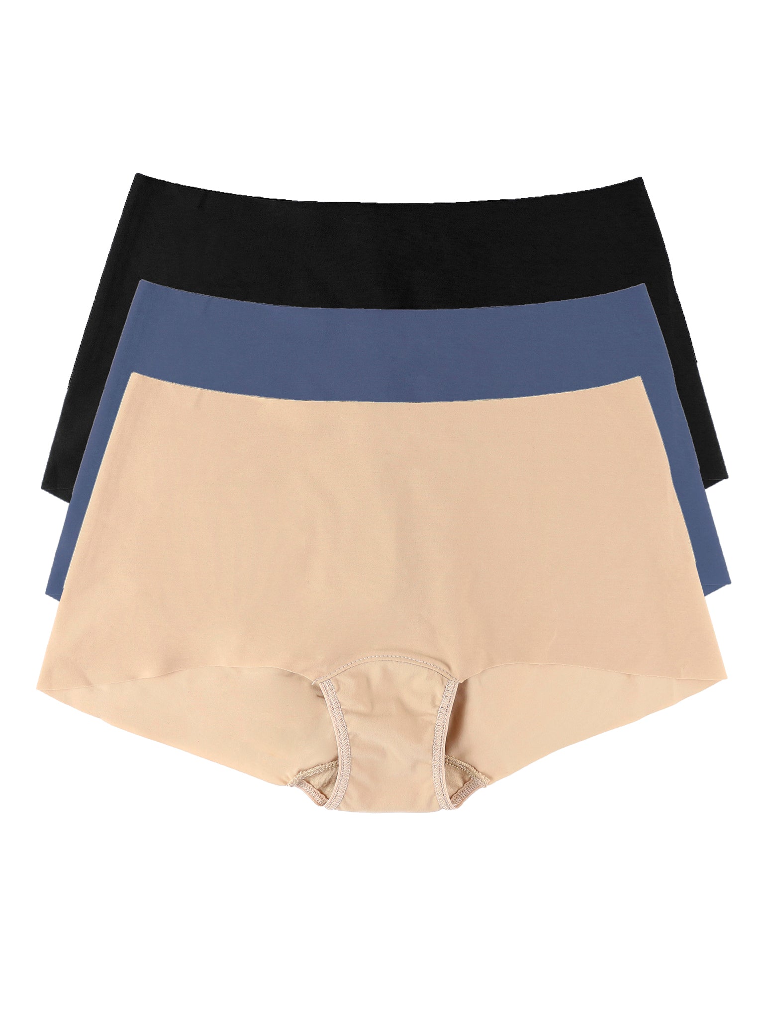 BreatheSoft™ Boyshort 3 Pack in Black, Granite & Taupe - Flat Lay | Hanky Panky