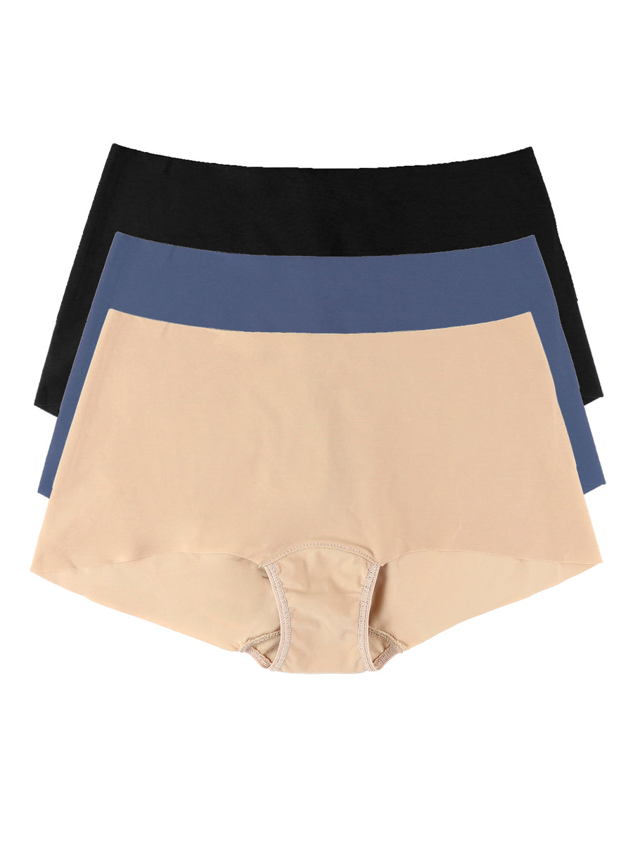 BreatheSoft™ Boyshort 3 Pack in Black, Granite & Taupe - Flat Lay | Hanky Panky