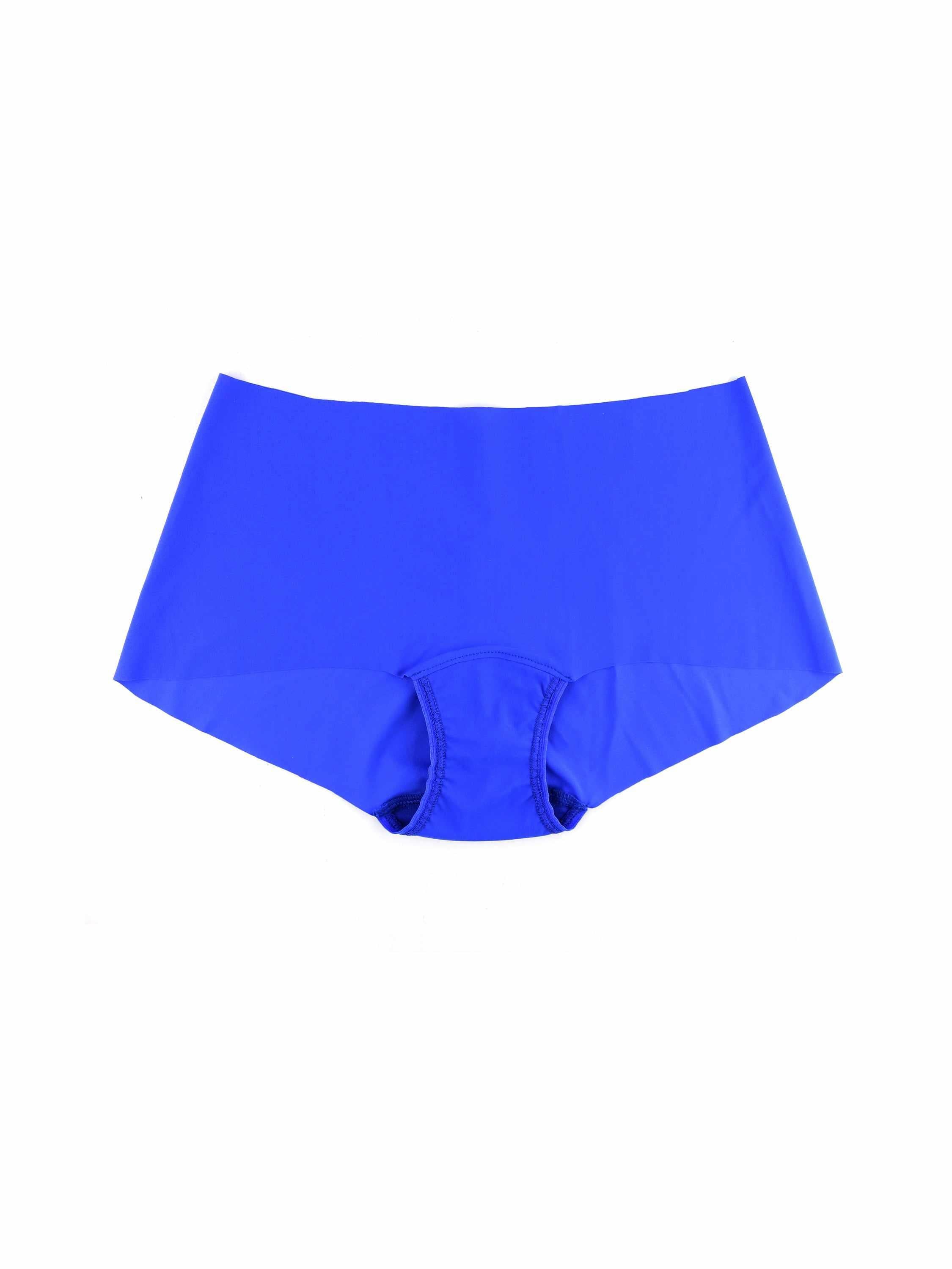 Brilliant Blue BreatheSoft™ Boyshort - Flat Lay, Seamless Microfiber Boyshort Panty Detail | Hanky Panky