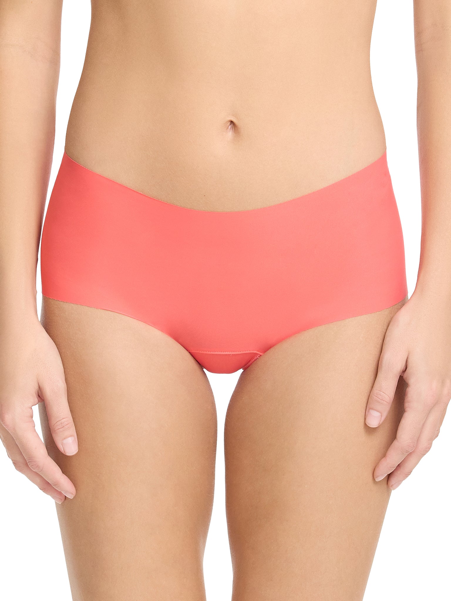 Coral Reef Pink BreatheSoft™ Boyshort - Front View On Model, Seamless Microfiber | Hanky Panky