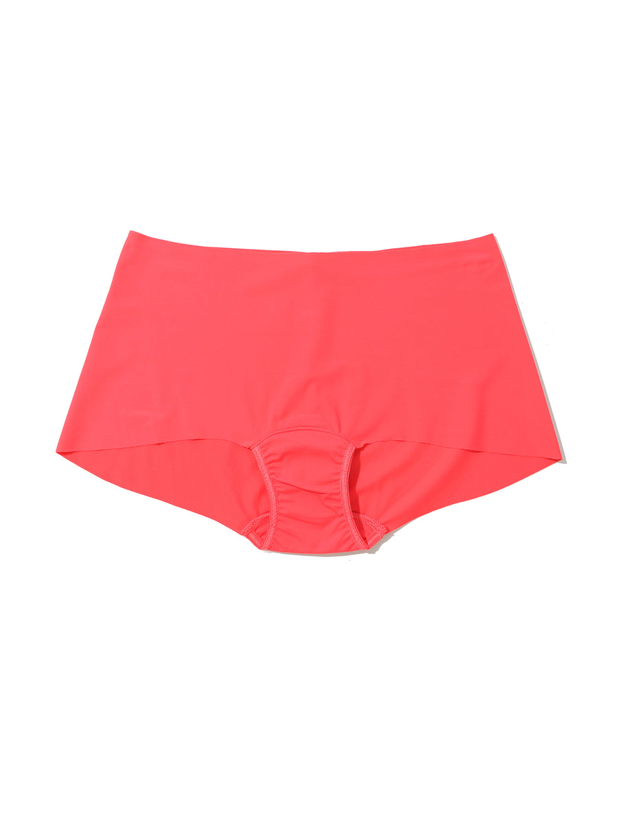 Coral Reef Pink BreatheSoft™ Boyshort - Flat Lay, Seamless Microfiber Boyshort Panty | Hanky Panky