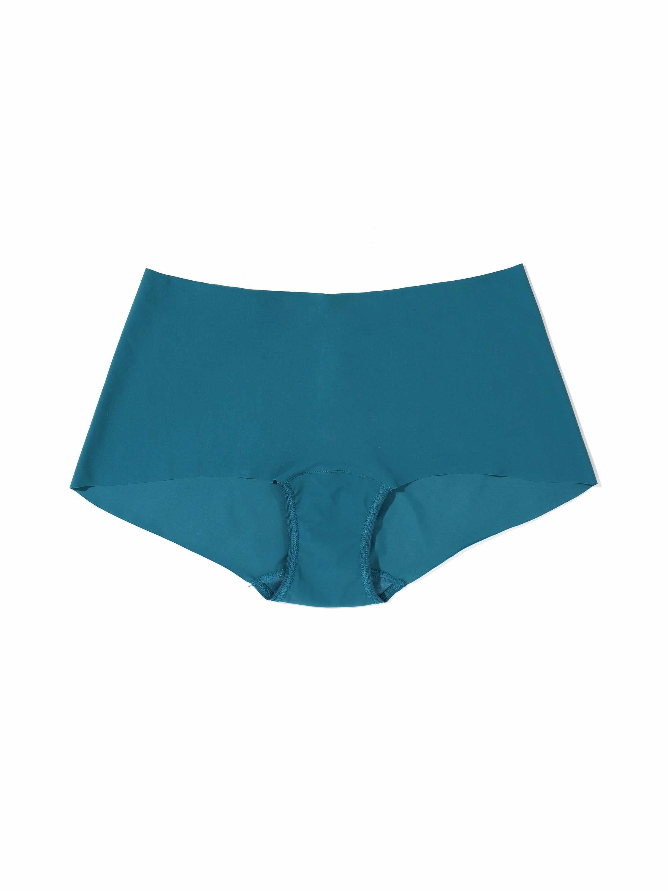 BreatheSoft™ Boyshort Earth Dance Green - Flat Lay, Teal Microfiber Seamless Boyshort Panty | Hanky Panky