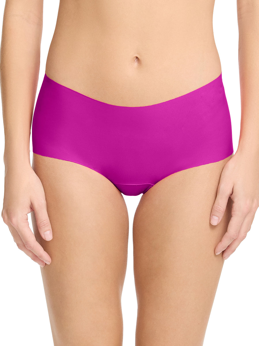 Hot Fuchsia BreatheSoft™ Boyshort - Front Close-Up, Seamless Microfiber Boyshort Panty | Hanky Panky
