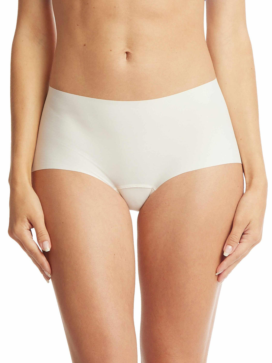 Linen White BreatheSoft™ Boyshort - Front View On Model, Seamless Microfiber Panty | Hanky Panky
