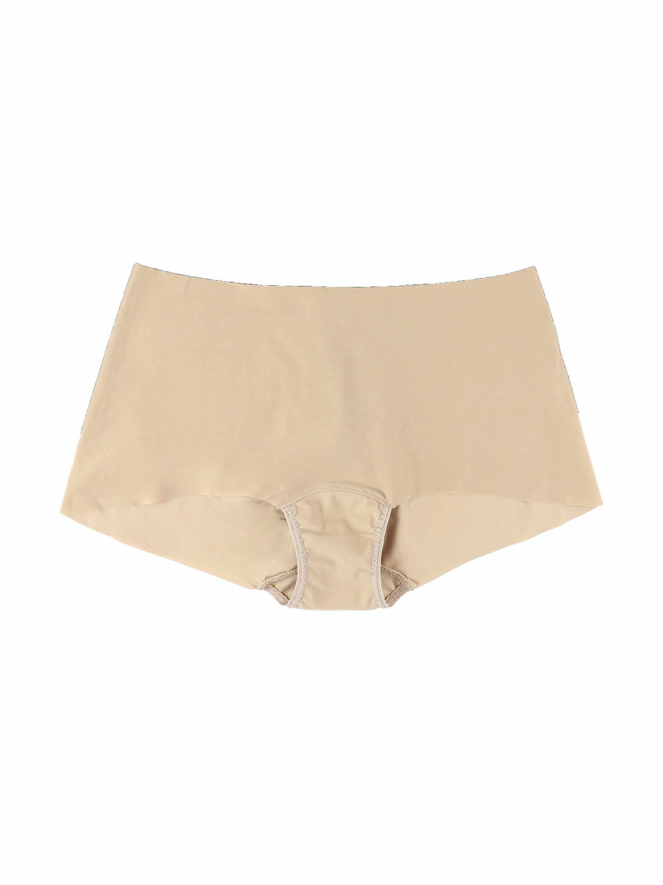 BreatheSoft™ Boyshort Taupe - Flat Lay Interior Gusset Detail, Seamless Microfiber Boyshort | Hanky Panky