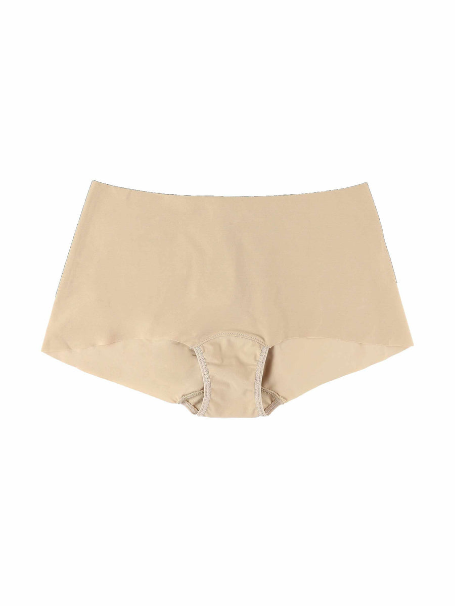 BreatheSoft™ Boyshort Taupe - Flat Lay Interior Gusset Detail, Seamless Microfiber Boyshort | Hanky Panky
