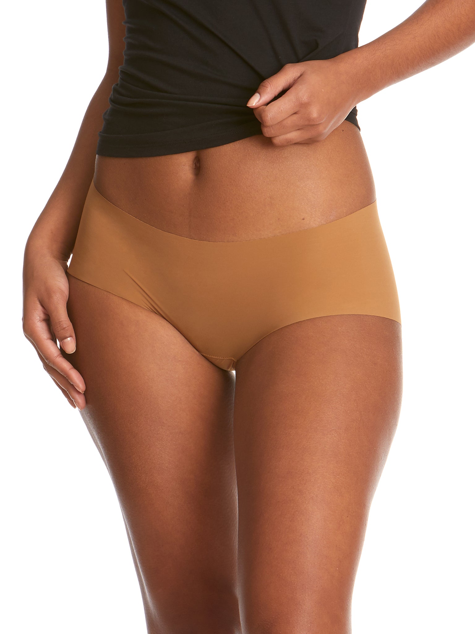 BreatheSoft™ Boyshort Toffee - Front View, Seamless Microfiber Boyshort Panties | Hanky Panky