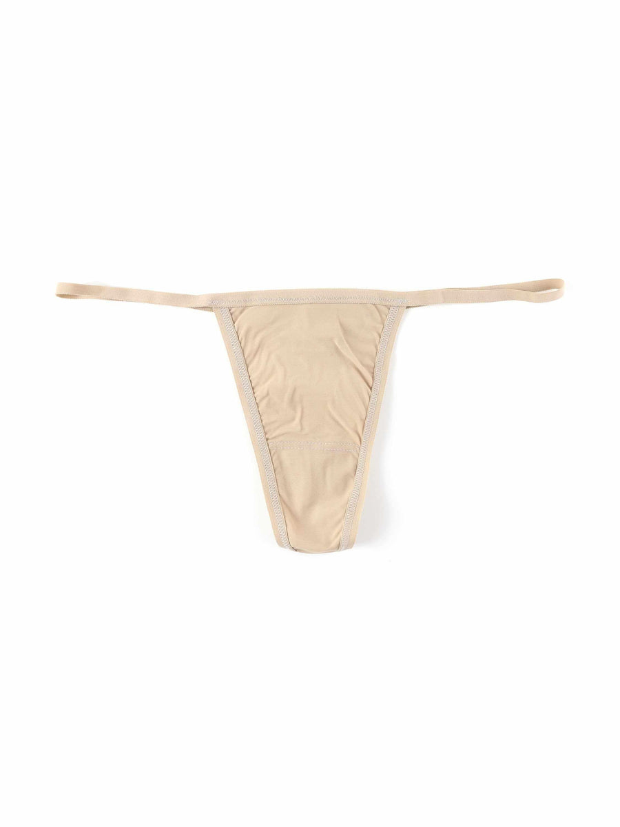 Taupe BreatheSoft™ G-String - Flat Lay, Ultra-Low-Rise Seamless Microfiber G-String | Hanky Panky