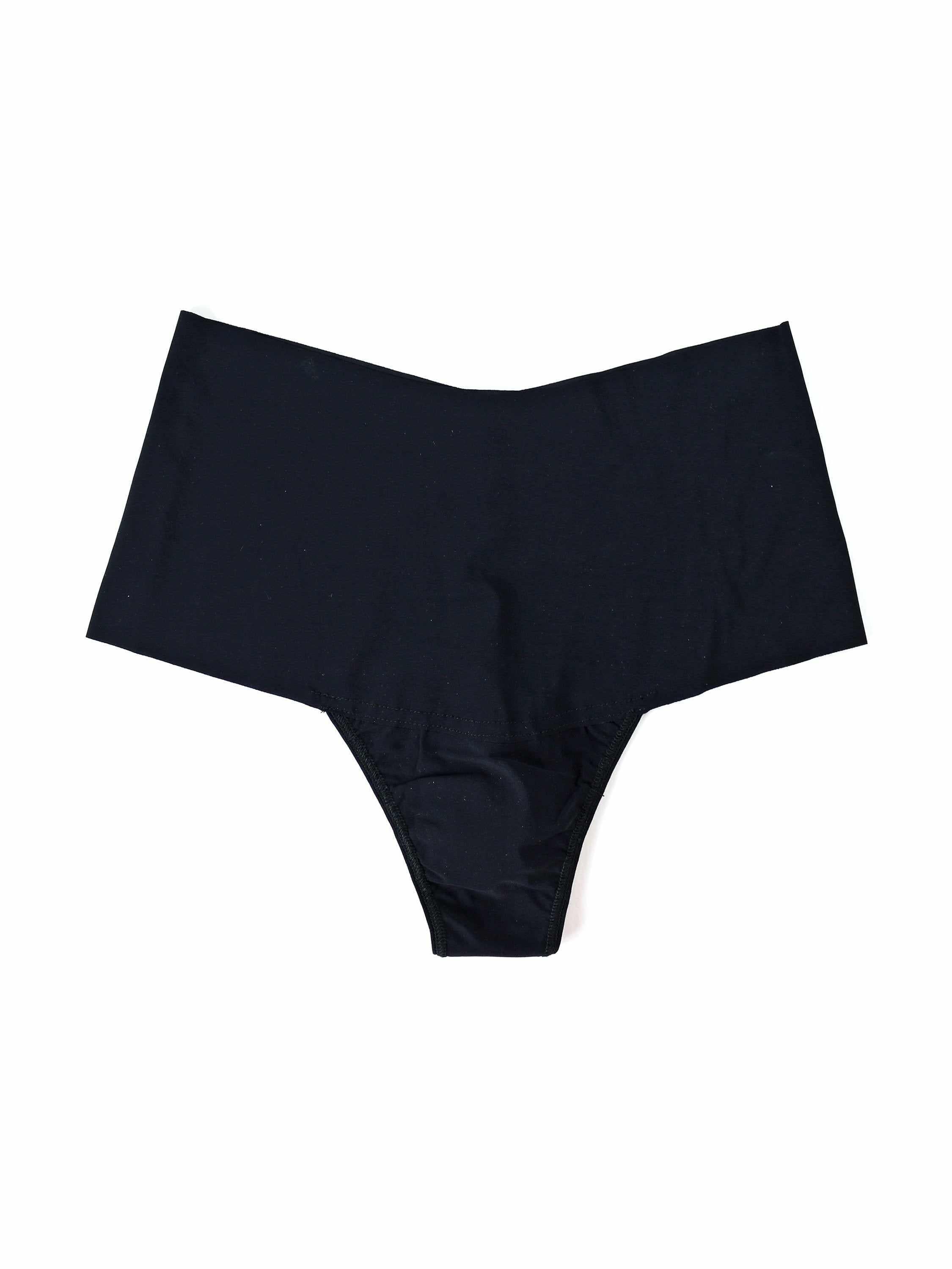 Black BreatheSoft™ High Rise Thong - Flat Lay, Seamless Microfiber | Hanky Panky
