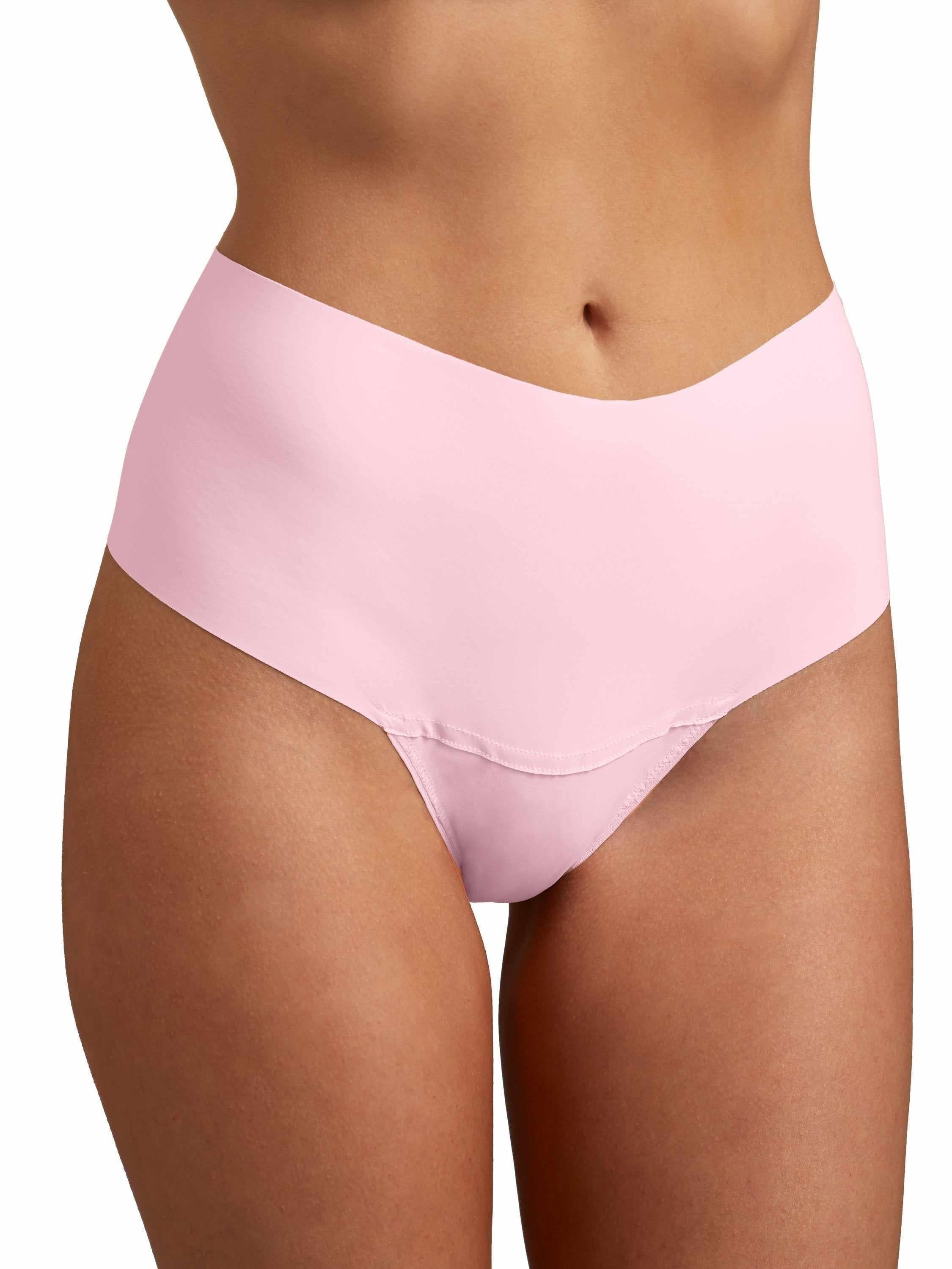 Bliss Pink BreatheSoft™ High Rise Thong, Front View - Seamless No VPL Microfiber | Hanky Panky