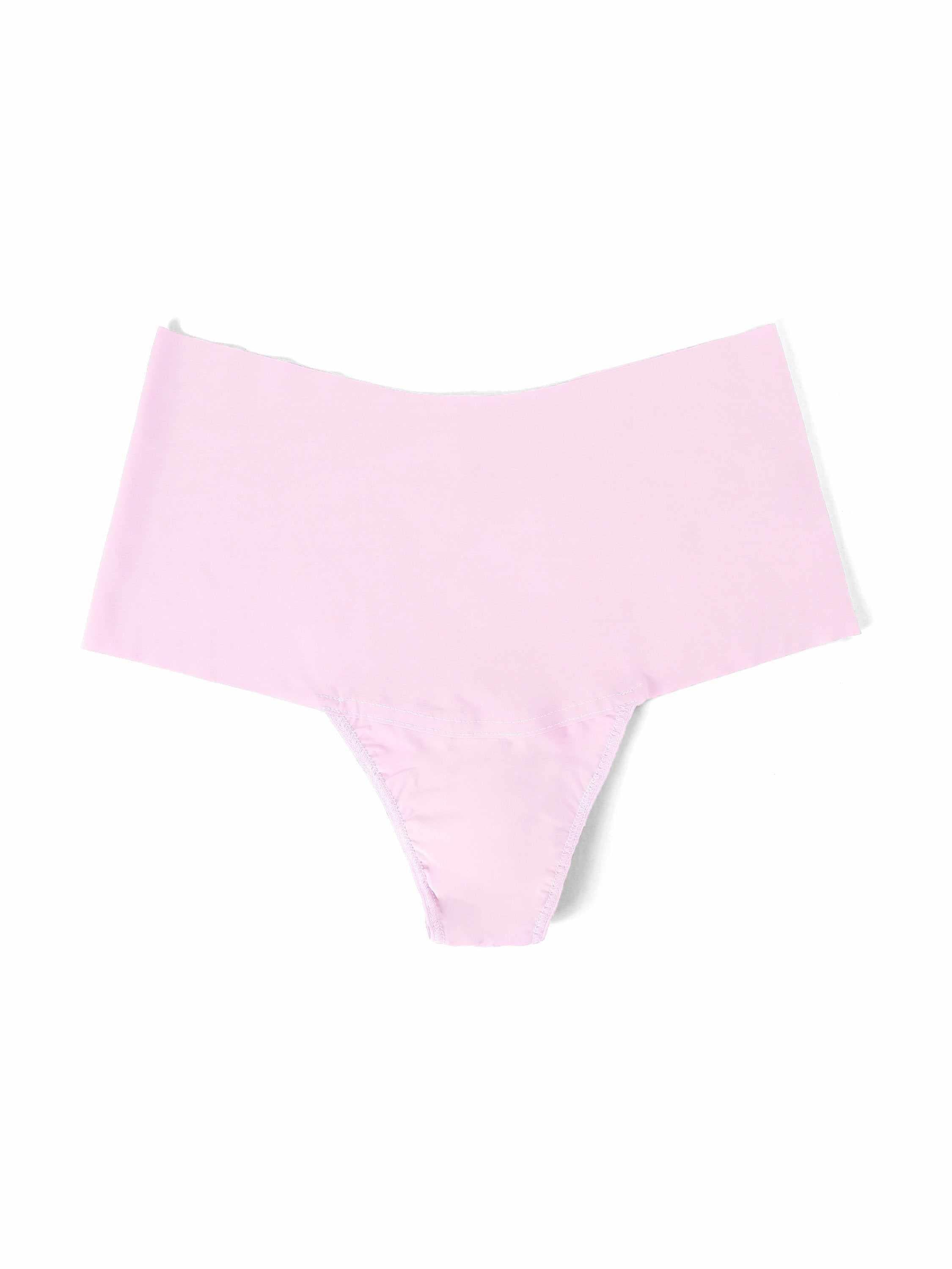Bliss Pink BreatheSoft™ High Rise Thong, Flat Lay - Seamless Microfiber High Waisted Thong | Hanky Panky