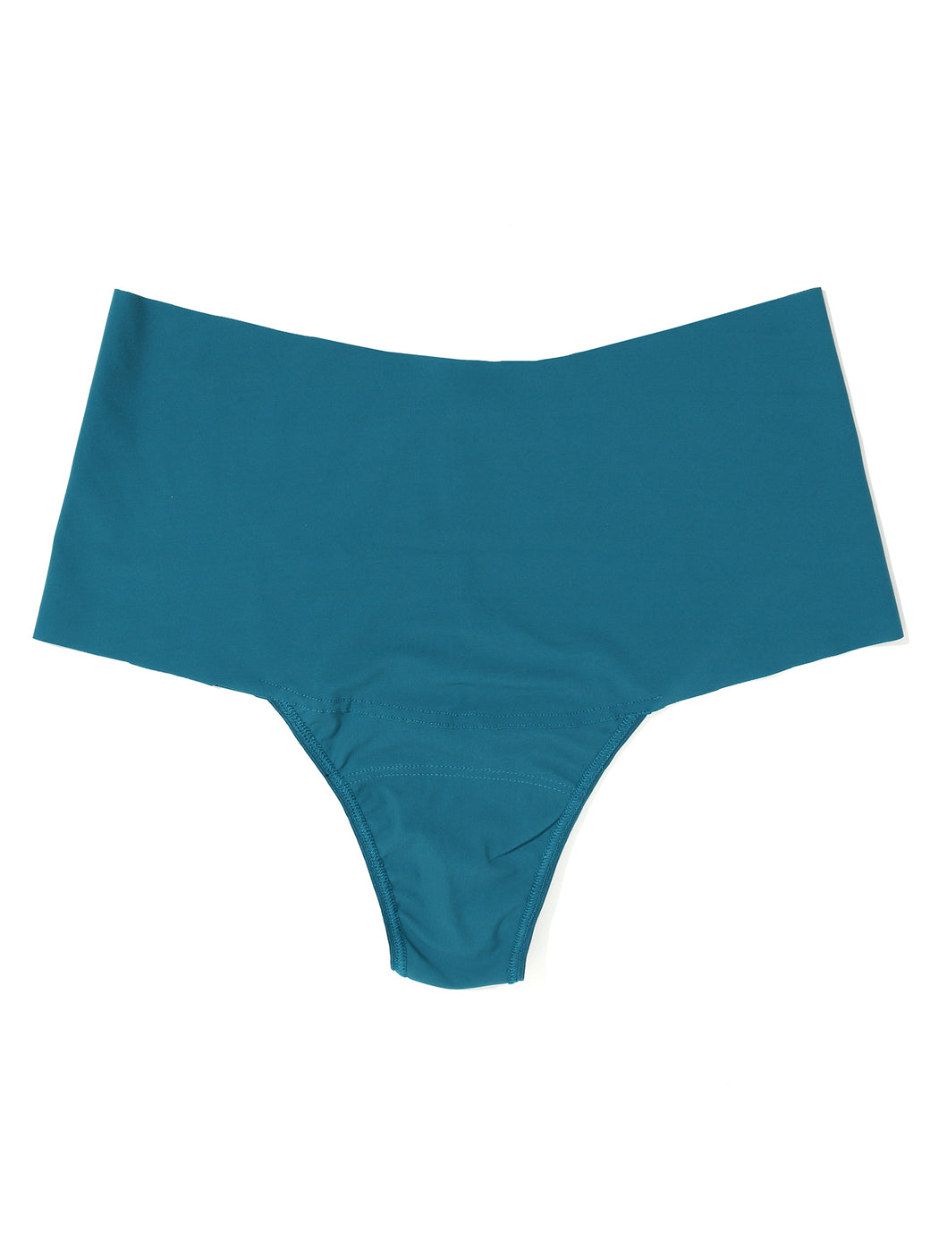 Teal high-waisted bikini bottom on a white background