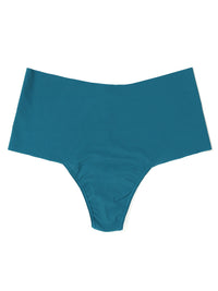 Teal high-waisted bikini bottom on a white background