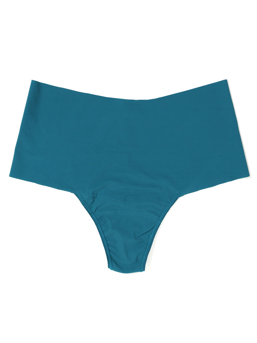 Earth Dance Green BreatheSoft™ High Rise Thong - Flat Lay Front, Seamless Microfiber High Rise | Hanky Panky