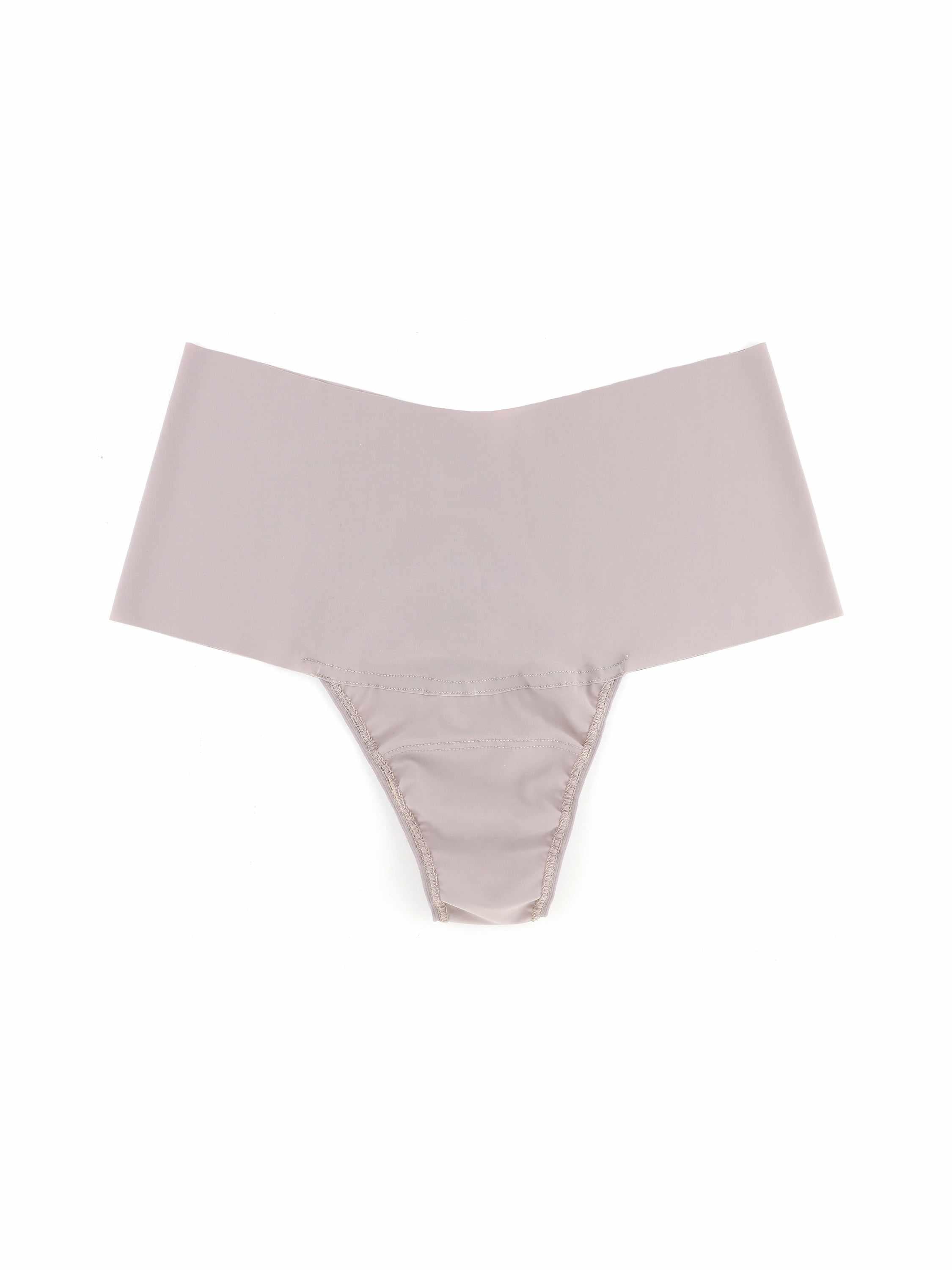 BreatheSoft™ High Rise Thong Evening Grey - Flat Lay, Smooth Microfiber High Waisted Thong | Hanky Panky