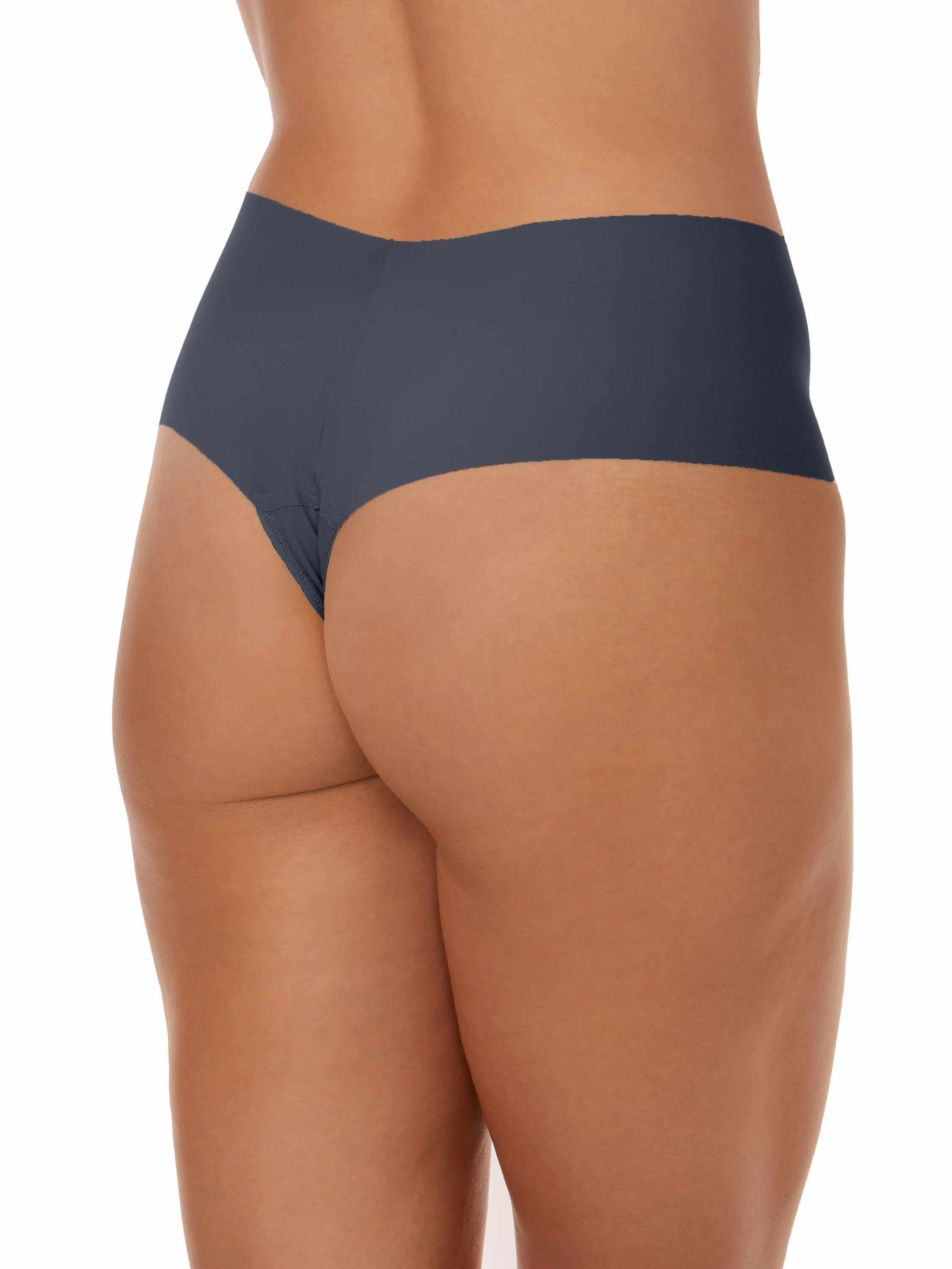 Granite Grey BreatheSoft™ High Rise Thong - Back View, Smooth Microfiber Fit | Hanky Panky