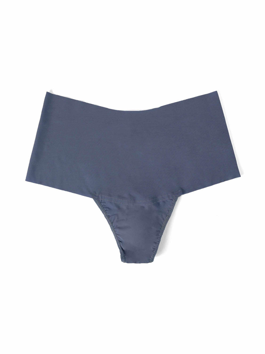 Granite Grey BreatheSoft™ High Rise Thong - Flat Lay, Wide Waistband Detail | Hanky Panky