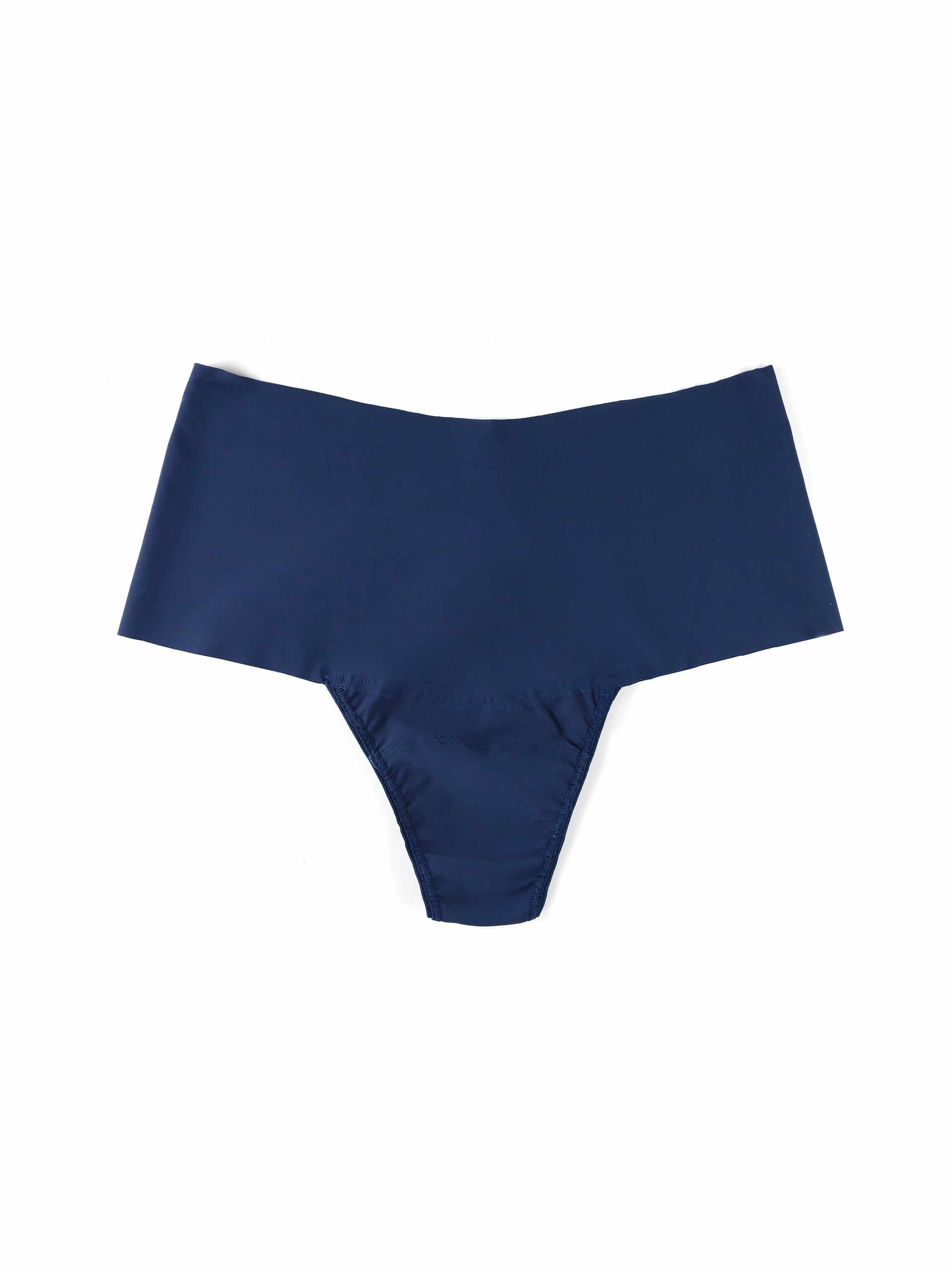 Navy Night Shade BreatheSoft™ High Rise Thong - Flat Lay Front | Hanky Panky