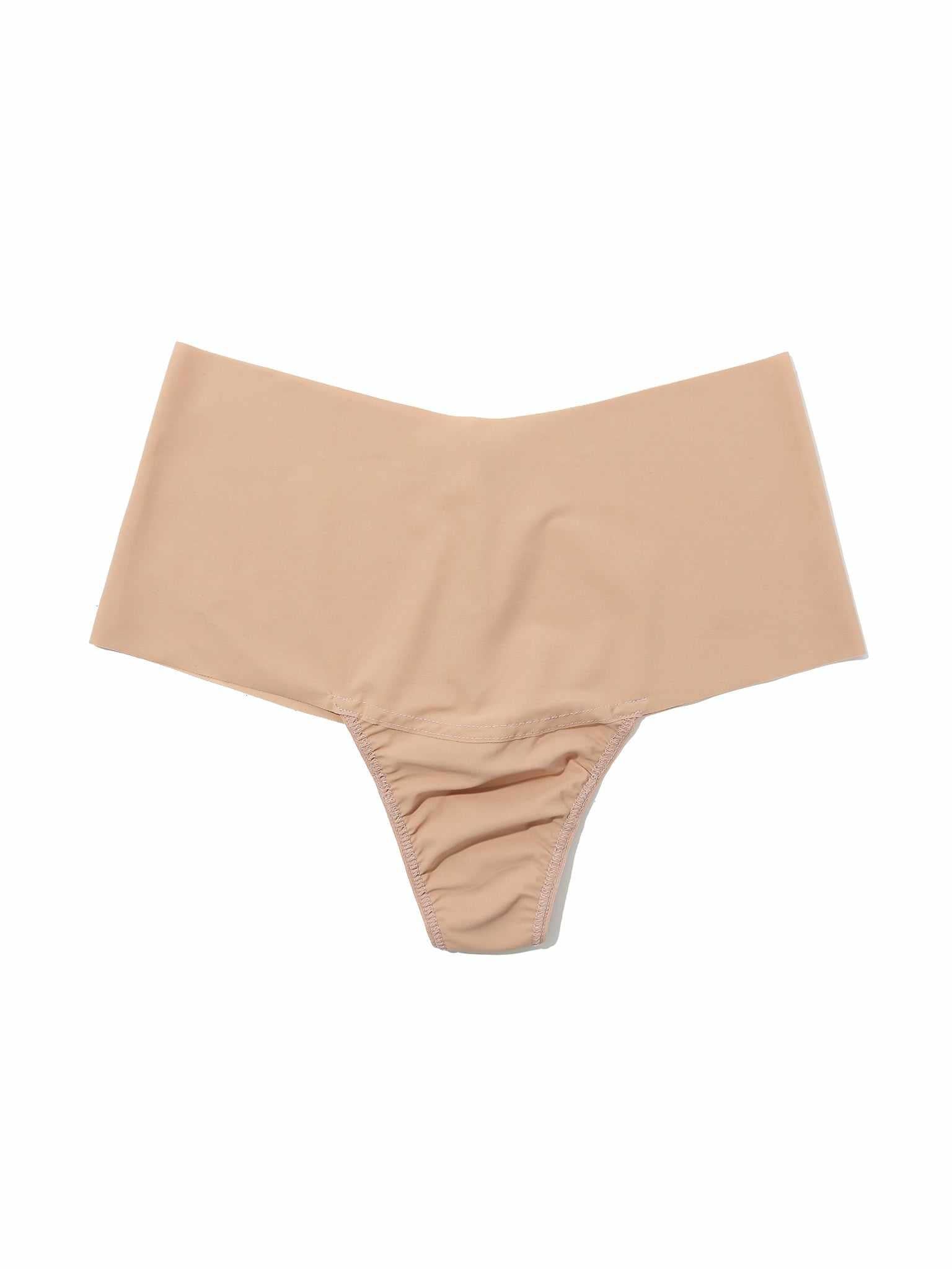 Taupe BreatheSoft™ High Rise Thong - Flat Lay, Wide Waistband Second-Skin Microfiber | Hanky Panky