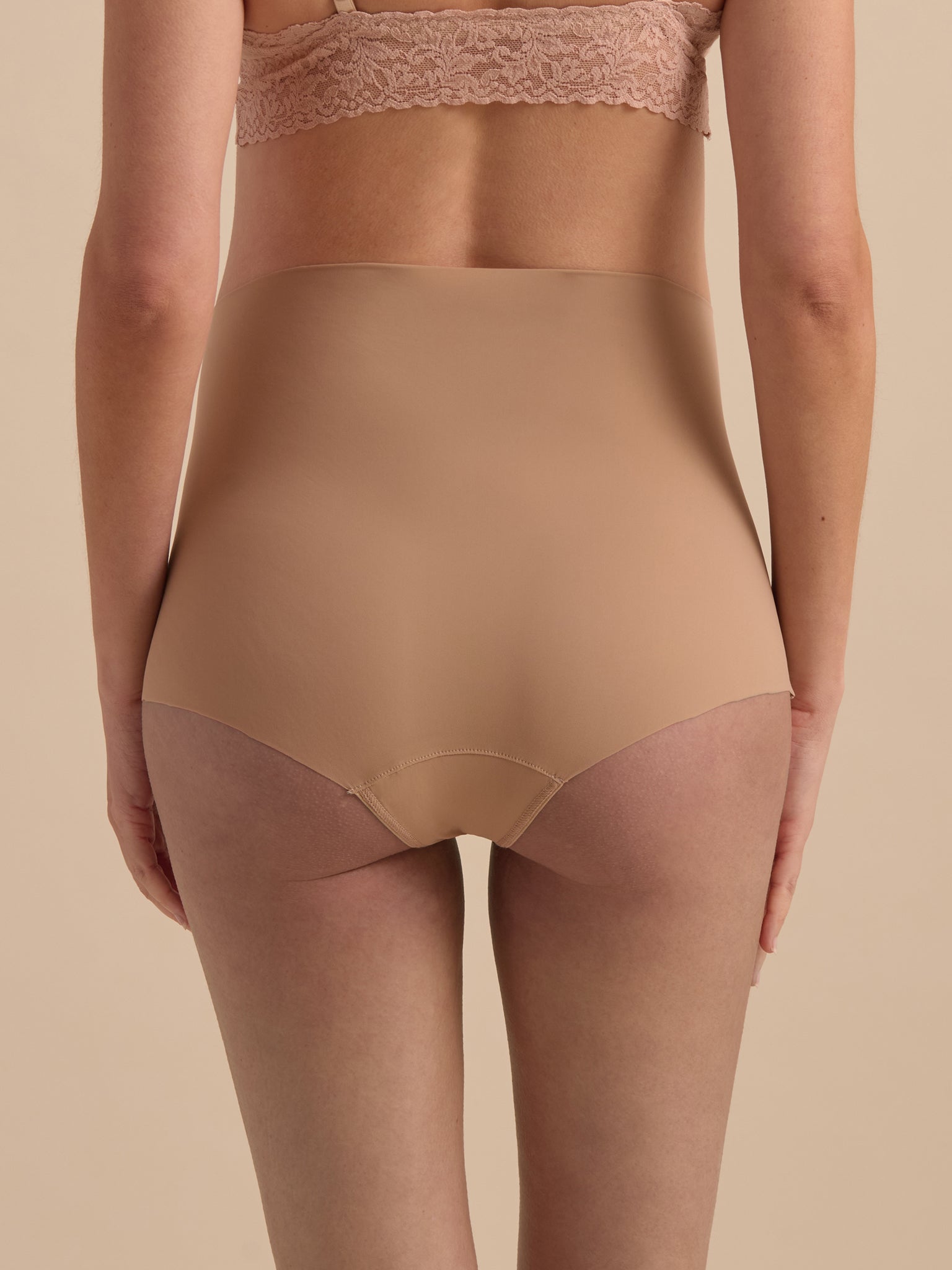 Taupe BreatheSoft™ Maternity Over The Bump Boyshort - Back Close-Up, Smooth Seamless Boyshort Back Panel | Hanky Panky