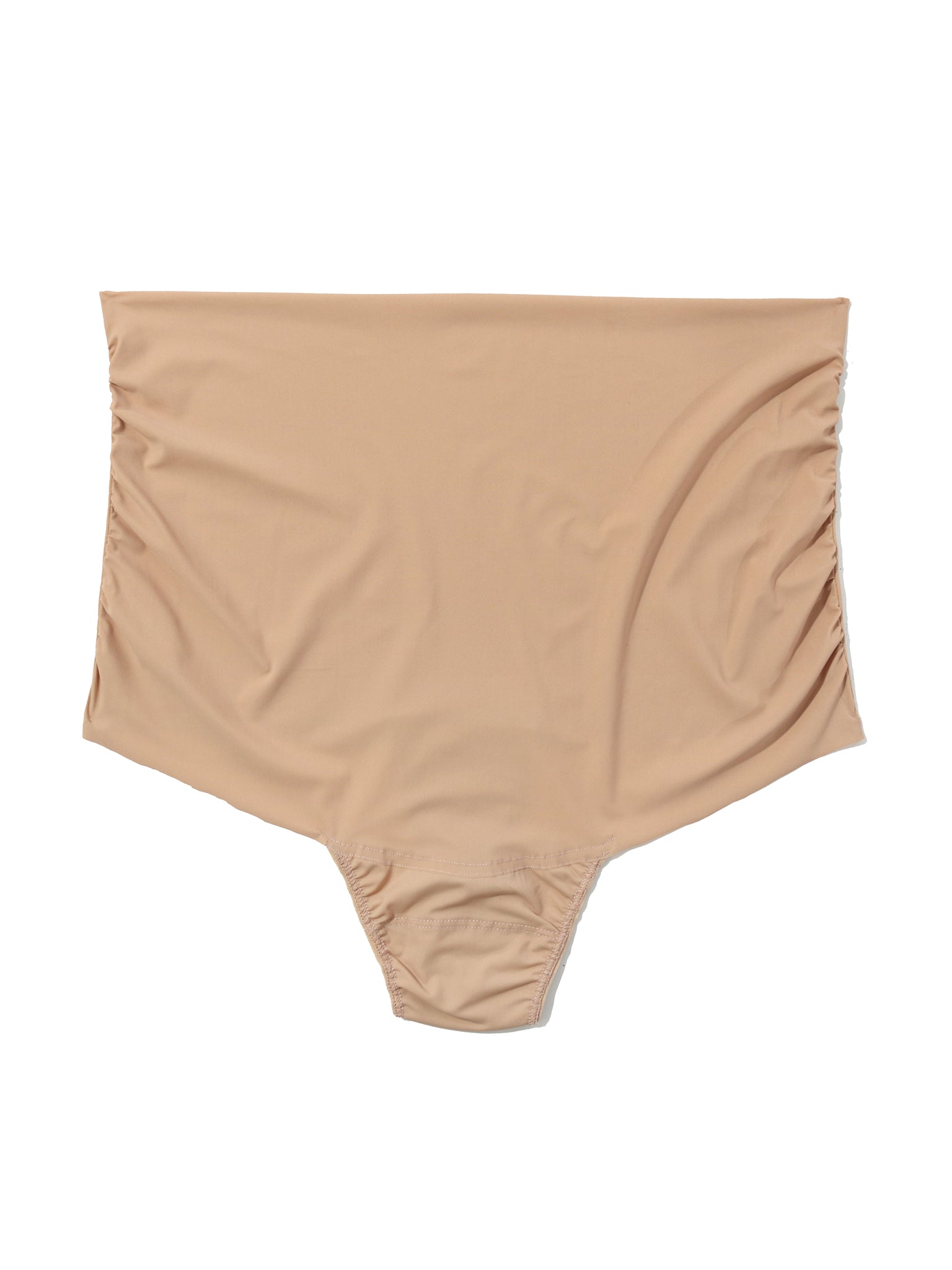 Taupe BreatheSoft™ Maternity Over The Bump Thong - Flat Lay Front, Ruched Sides & Stretchy Bump Panel | Hanky Panky