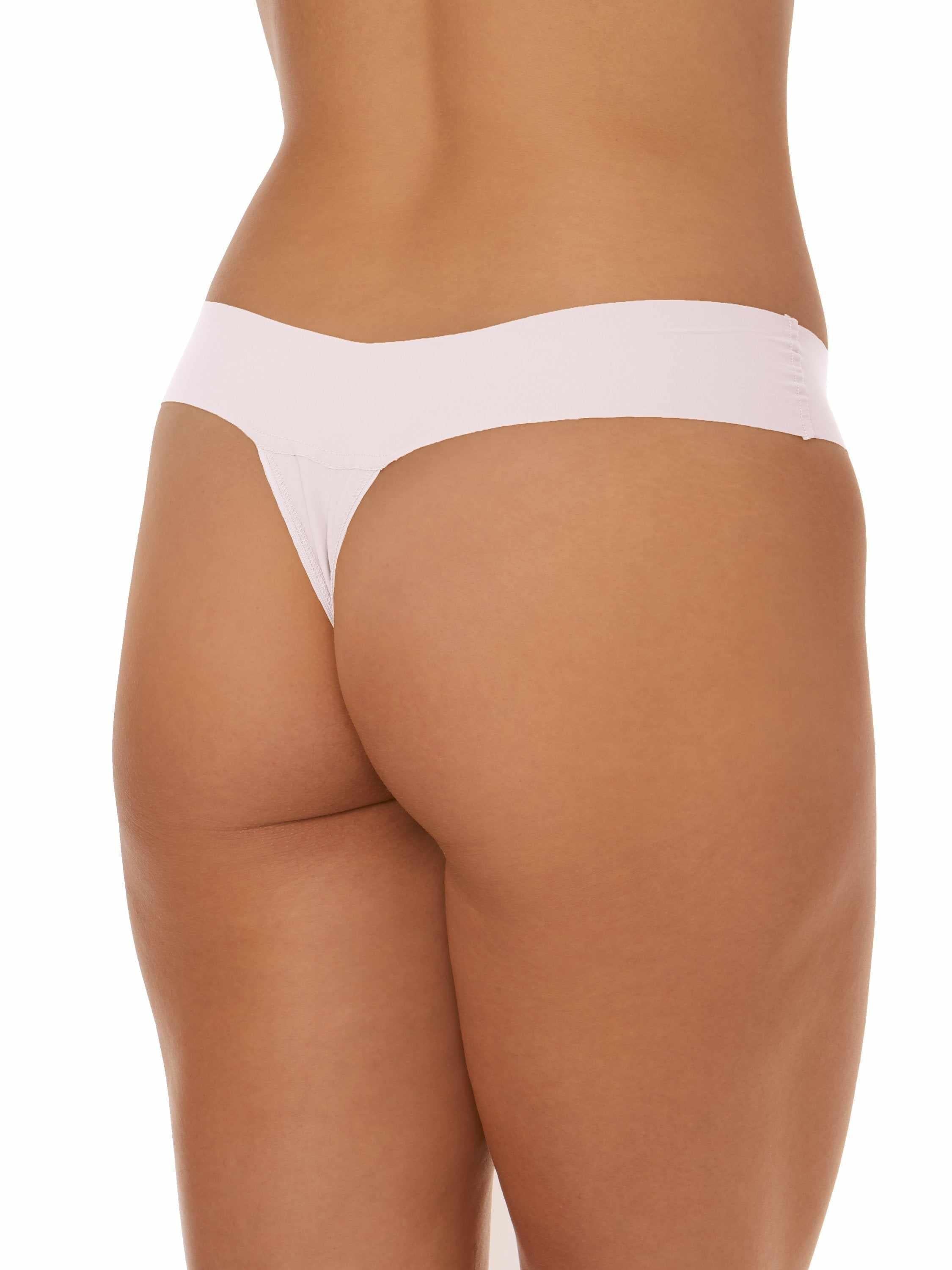Bliss Pink BreatheSoft™ Natural Rise Thong - Back View, No Panty Lines Microfiber Thong | Hanky Panky