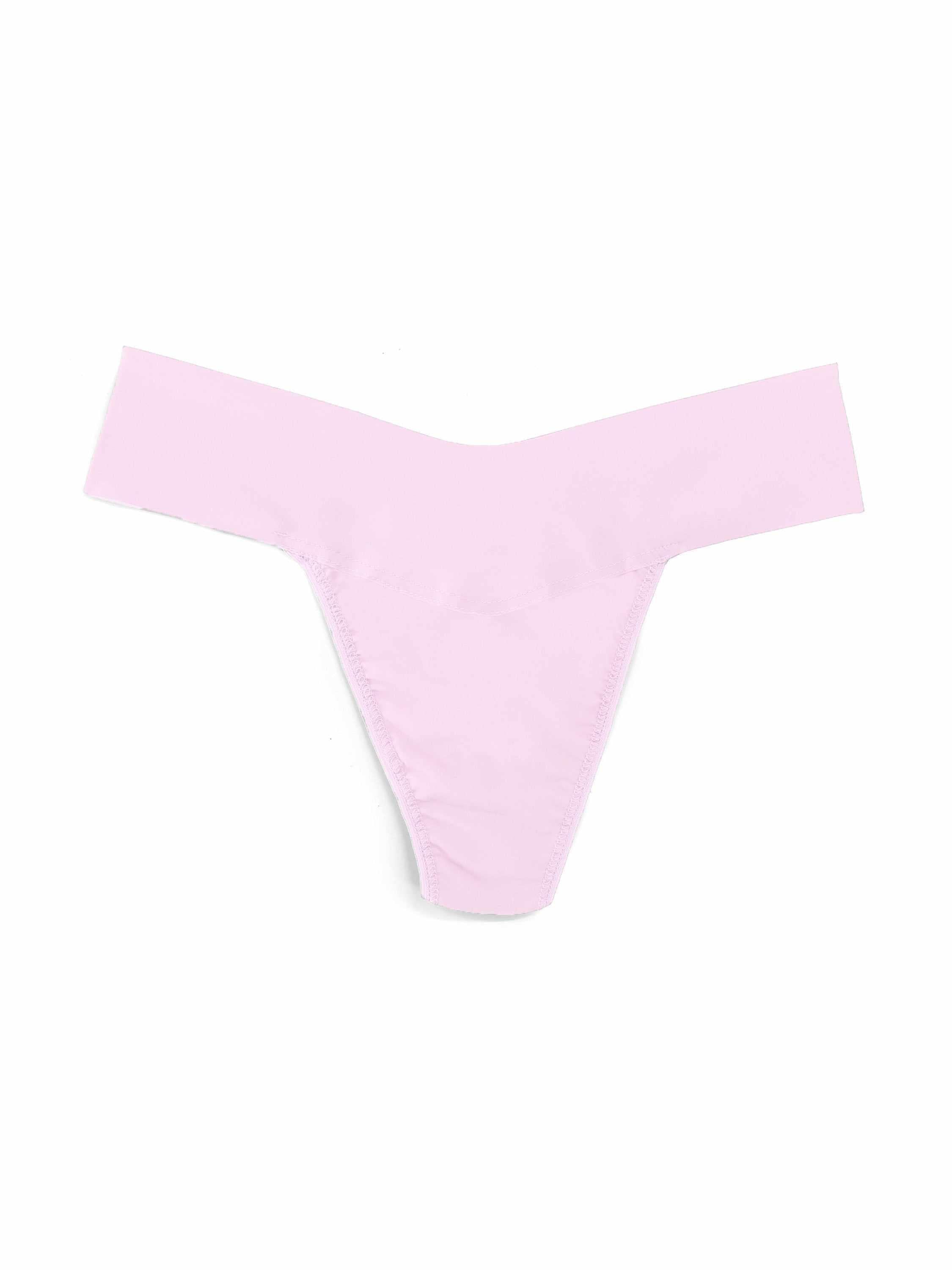 Bliss Pink BreatheSoft™ Natural Rise Thong - Flat Lay, V-Waistband Seamless Comfortable Thong | Hanky Panky