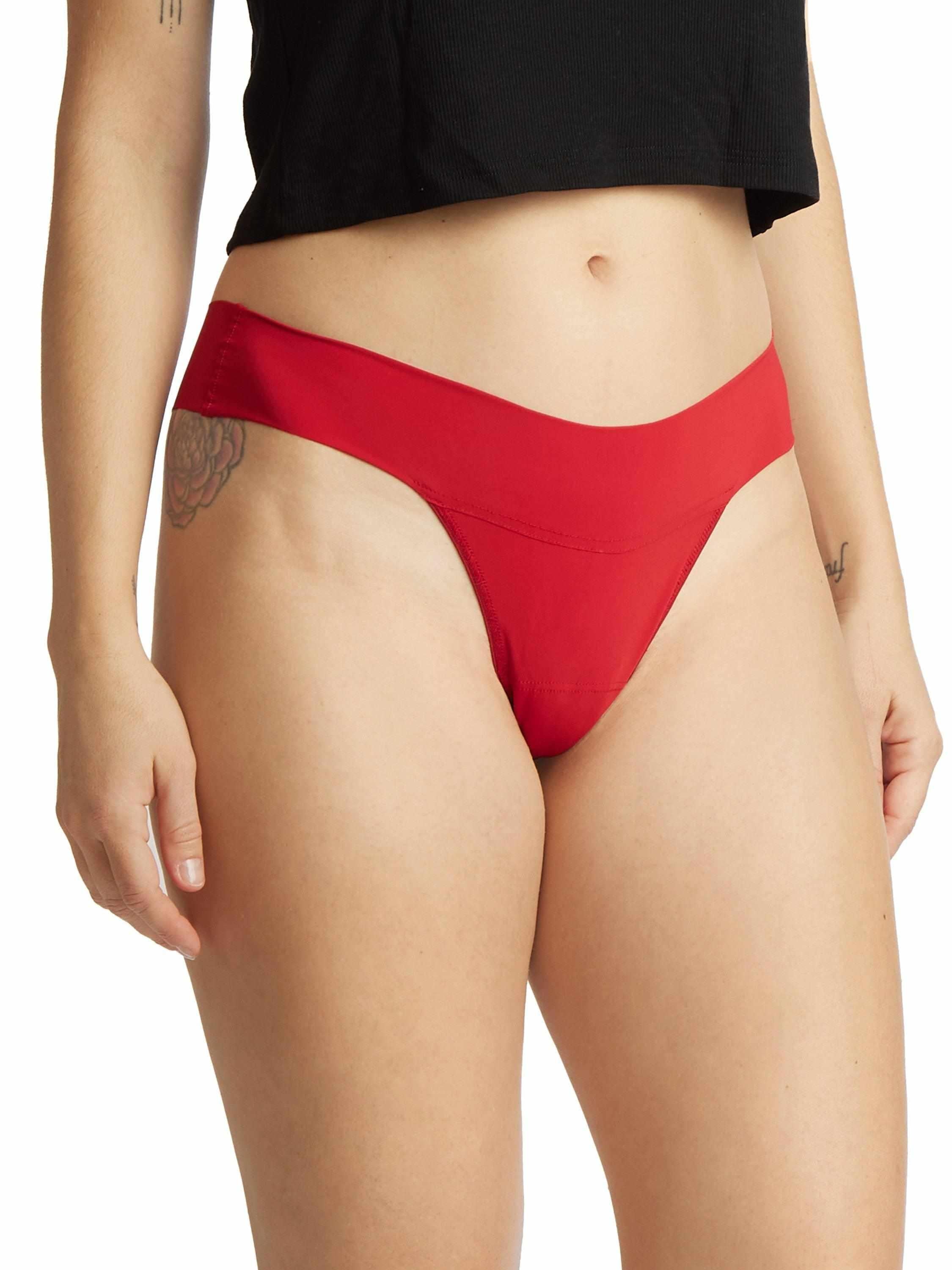 Cherryade Red BreatheSoft™ Natural Rise Thong - Front On-Model View | Hanky Panky