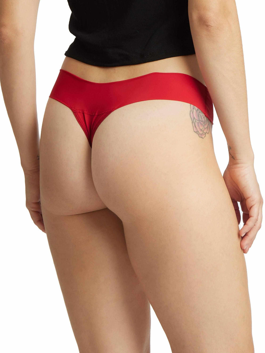 Cherryade Red BreatheSoft™ Natural Rise Thong - Back On-Model View | Hanky Panky