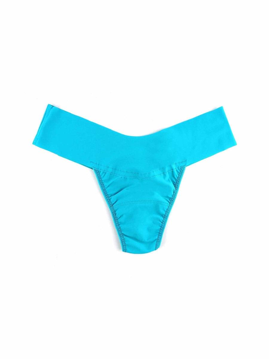 BreatheSoft™ Natural Rise Thong Fresh Teal Blue - Flat Lay, V-waistband microfiber teal thong underwear | Hanky Panky