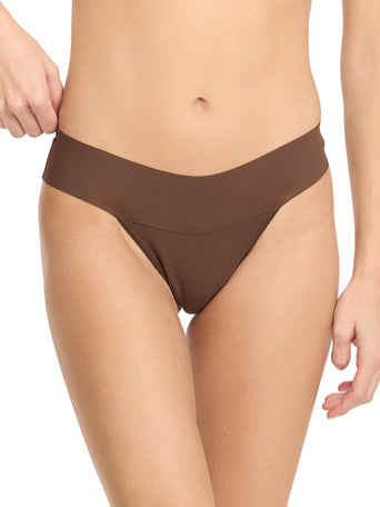 Mahogany BreatheSoft™ Natural Rise Thong - Front On-Model, Seamless No Panty Line | Hanky Panky
