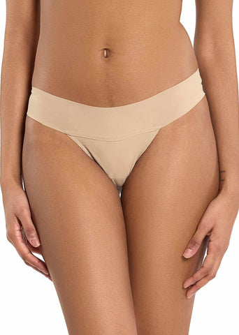 BreatheSoft™ Natural Rise Thong Taupe - Front View, Seamless No-Panty-Line Microfiber Thong | Hanky Panky