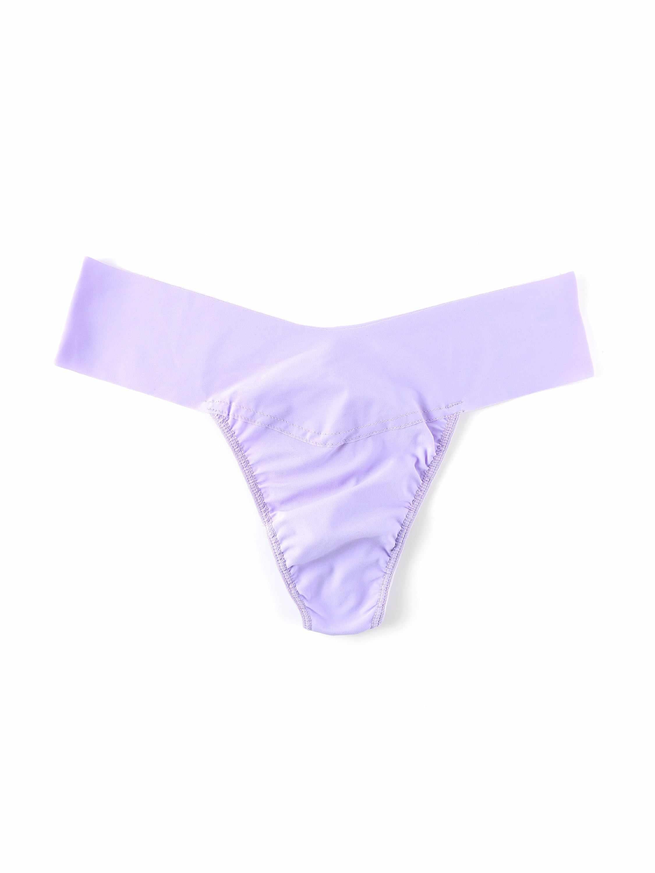 Wisteria Purple BreatheSoft™ Natural Rise Thong - Flat Lay, V-Waistband Detail | Hanky Panky