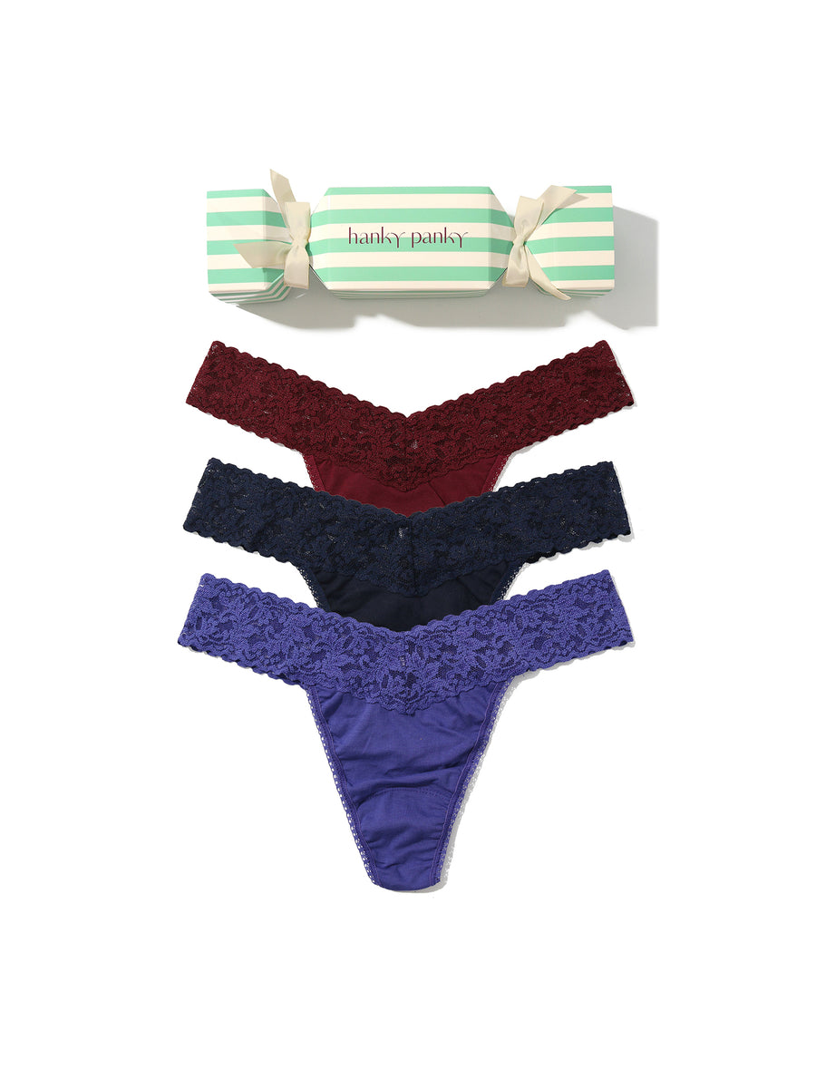 Cotton Original Rise Thong Holiday 3 Pack Cracker