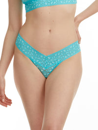 Cross Dyed Leopard Low Rise Thong Radiant Turquoise