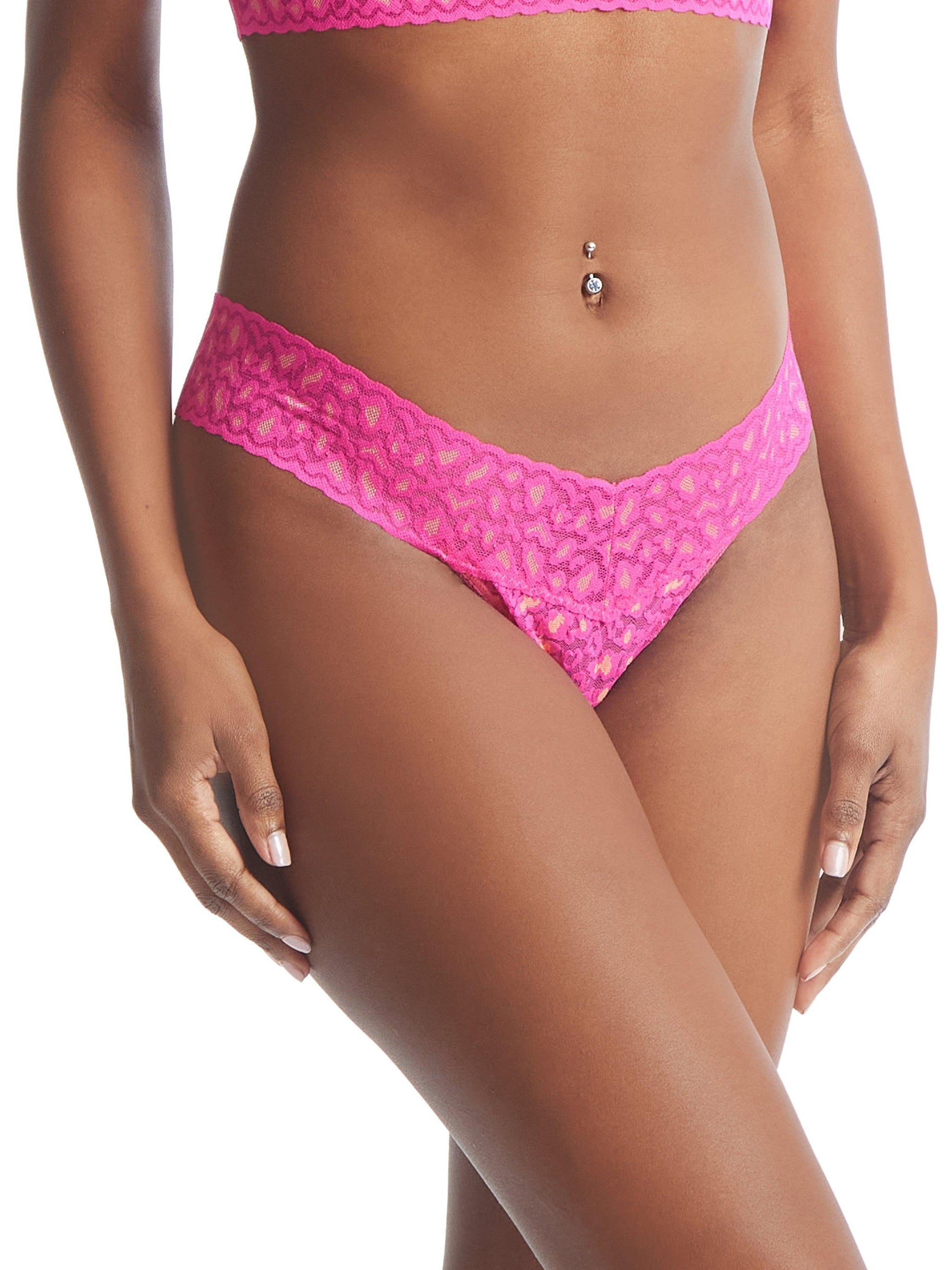 Cross-Dyed Leopard Low Rise Thong Siesta Pink