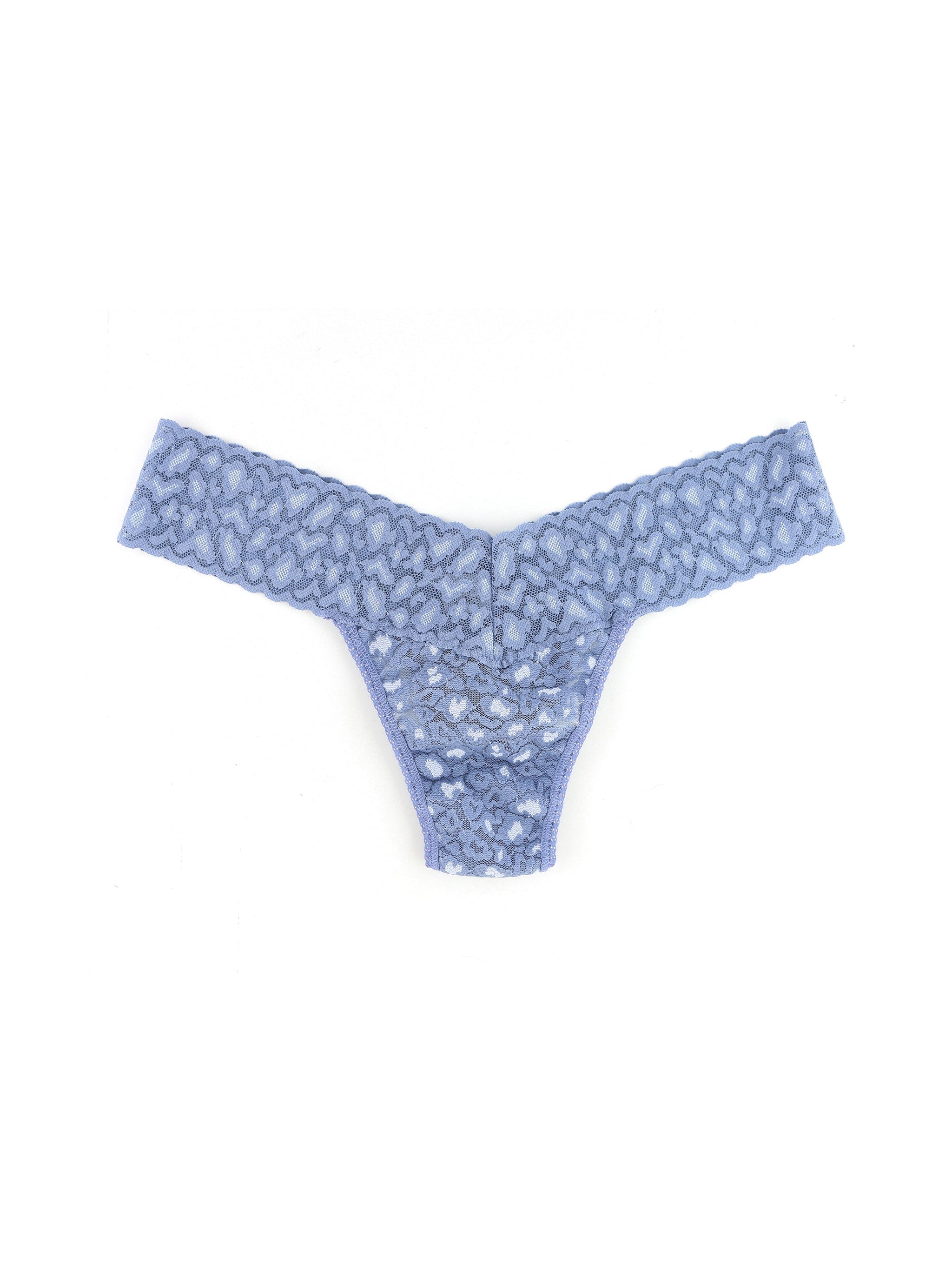 Cross-Dyed Leopard Low Rise Thong Stonewash Blue
