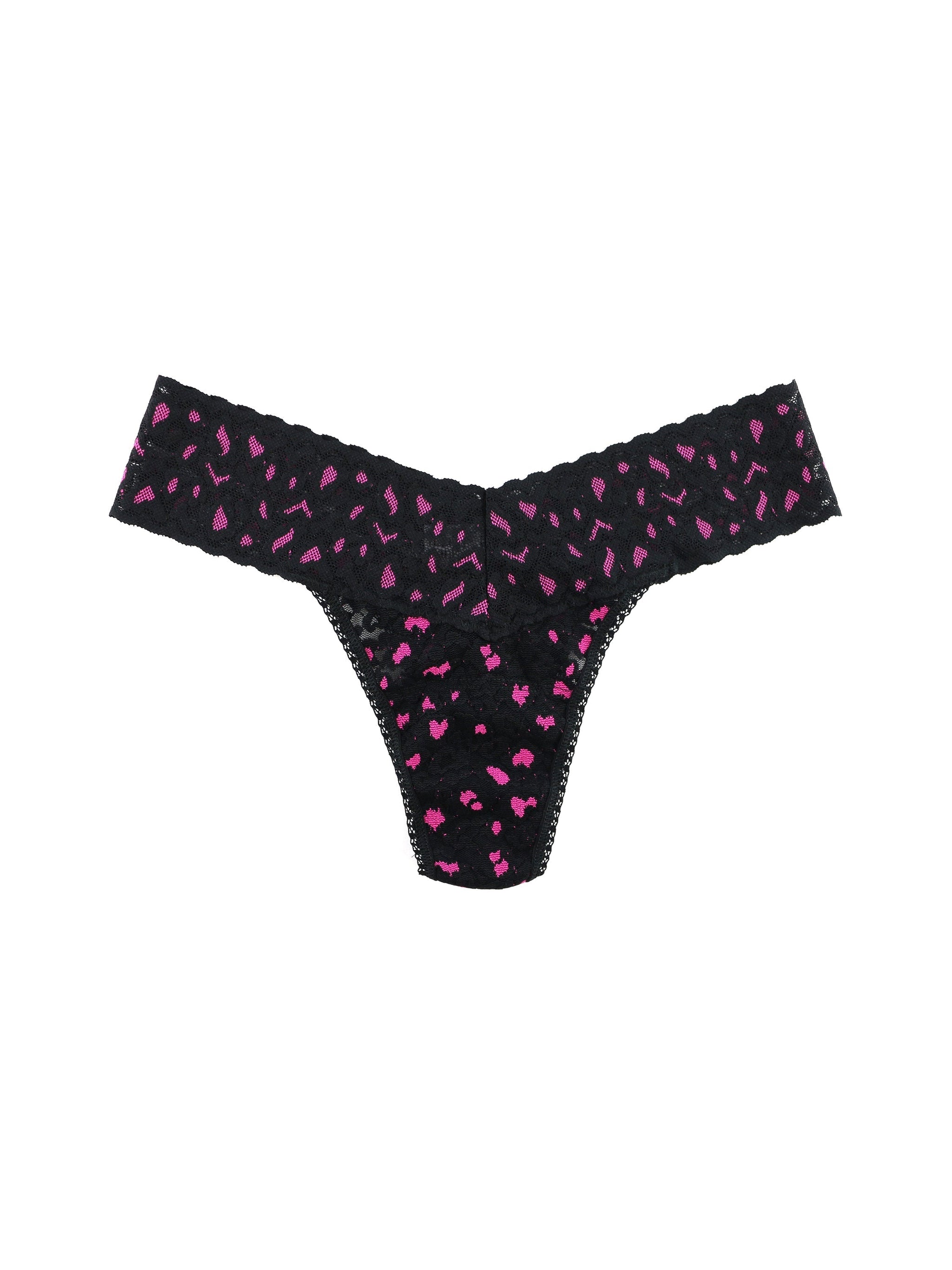 Cross Dyed Leopard Petite Low Rise Thong Black/Tulip Pink Sale
