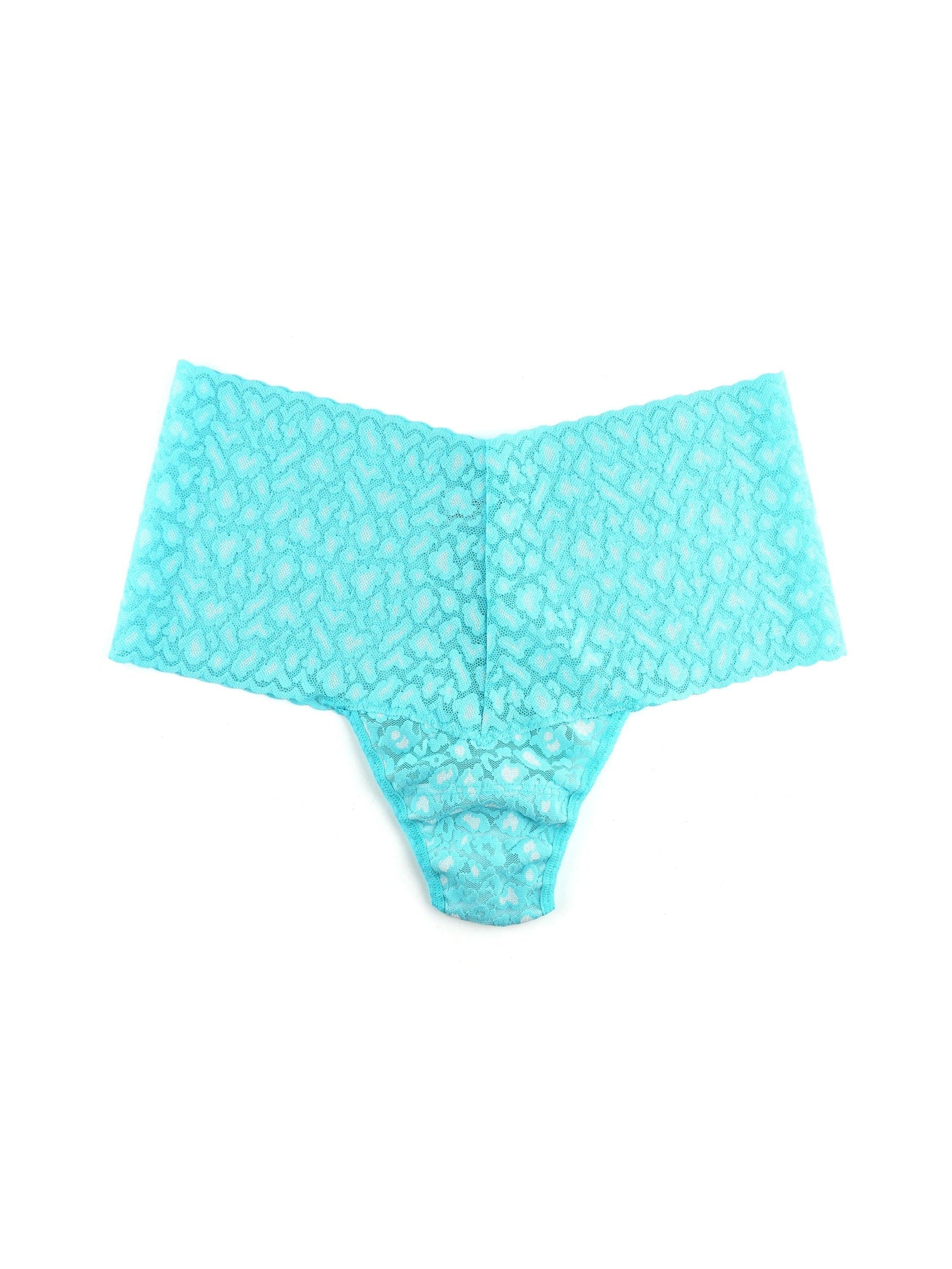 Cross-Dyed Leopard Retro Thong Radiant Turquoise/ White