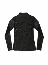 Dotted Tulle Mockneck Top Black Sale