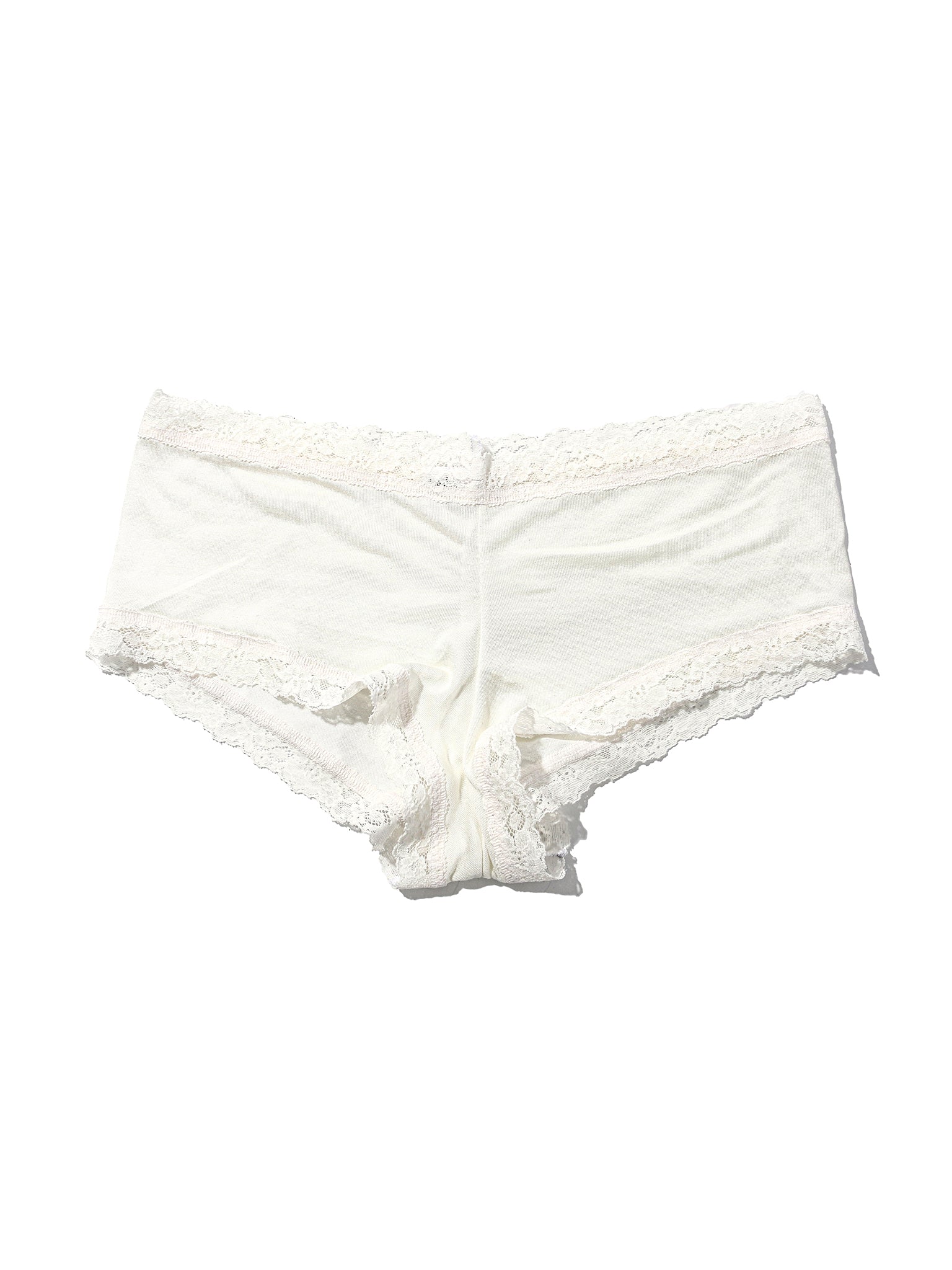 Light Ivory DreamEase™ Boyshort with Floral Lace Edges - Flat Lay | Hanky Panky