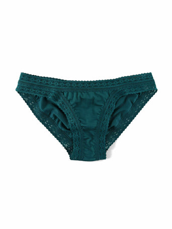 DreamEase™ Brazilian Bikini Ivy Green - Flat Lay Front, Tencel Modal with Lace Trim | Hanky Panky